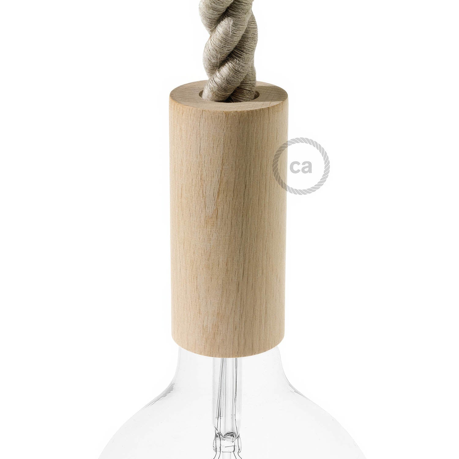 2XL Wooden E26 light bulb socket kit for Rope Cables - Neutral
