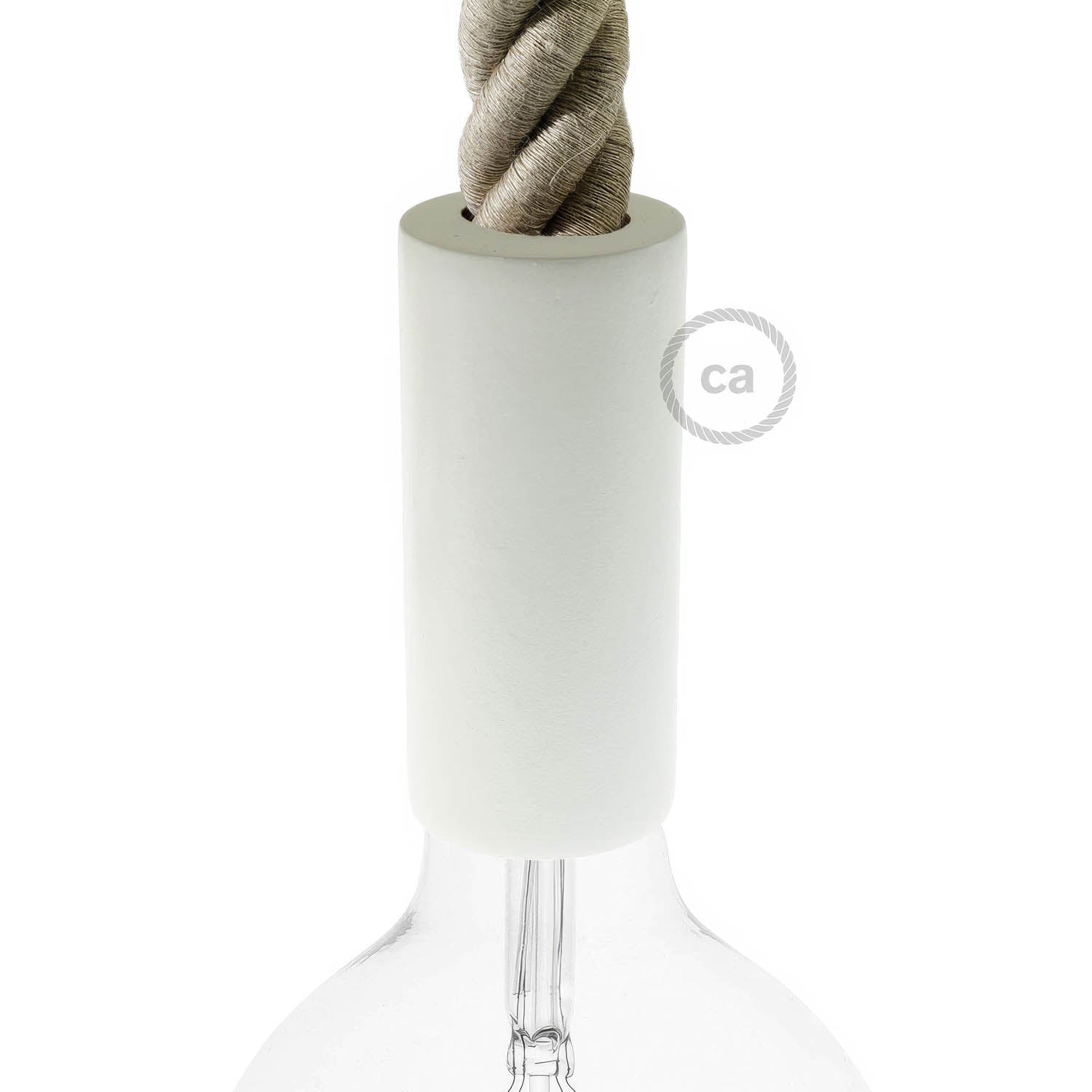 3XL Wooden E26 light bulb socket kit for Rope Cables - White