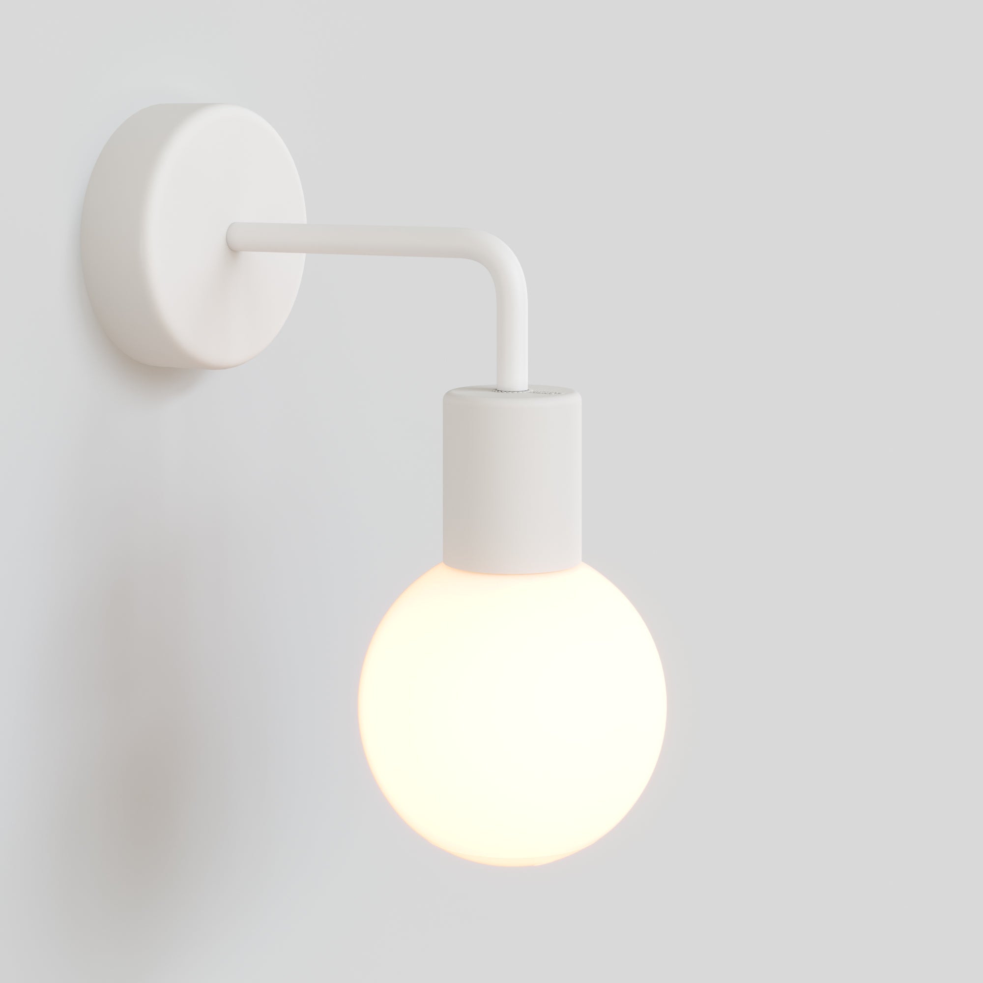 IP65 Modulair Outdoor Wall Light with L-Shaped Extension and Unbreak-a-Ball Shatterproof Sphere Shade - White