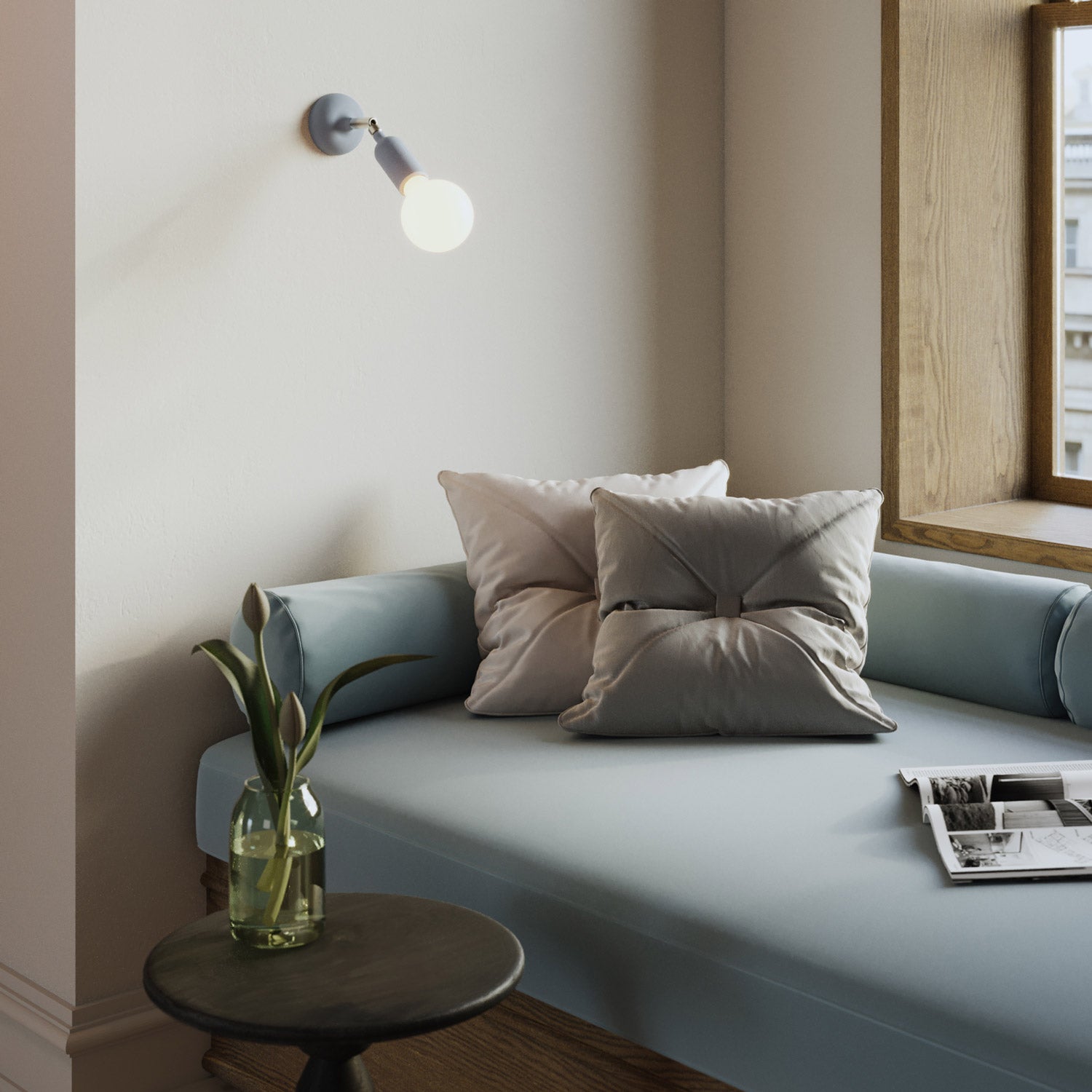 Silicone Fermaluce lamp with joint and built-in switch - Soft blue