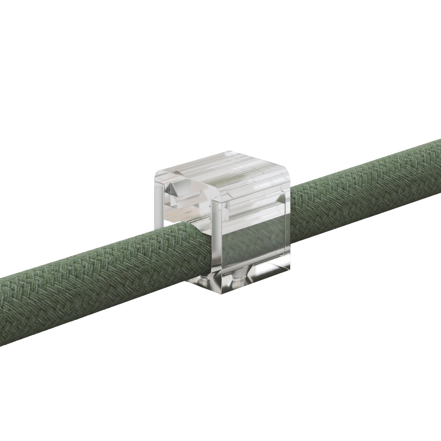 Set 4 Cube Clip Transparente - Mini fijación a pared para cable textil