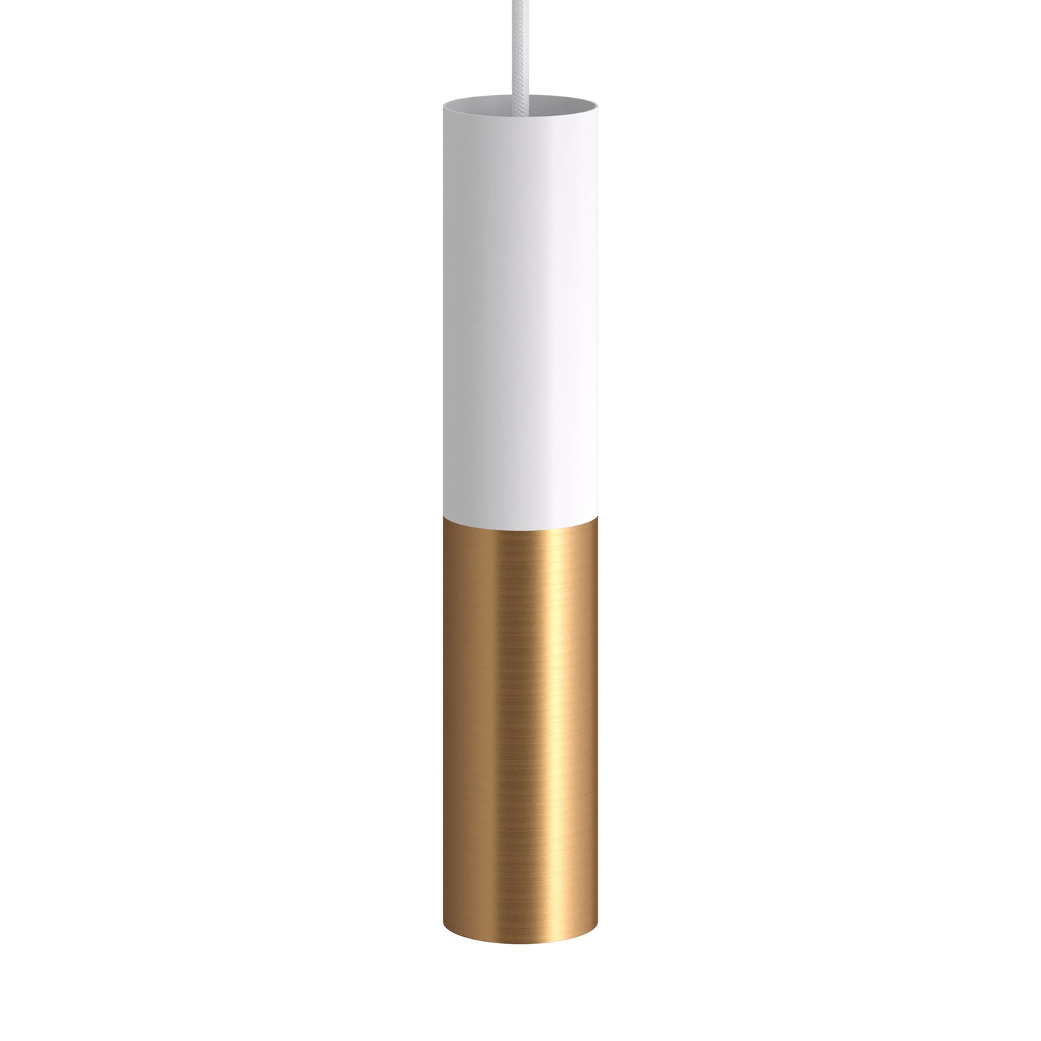 Tub-E12, spotlight double metal tube, with double E12 socket ring - Matt White and Brushed bronze