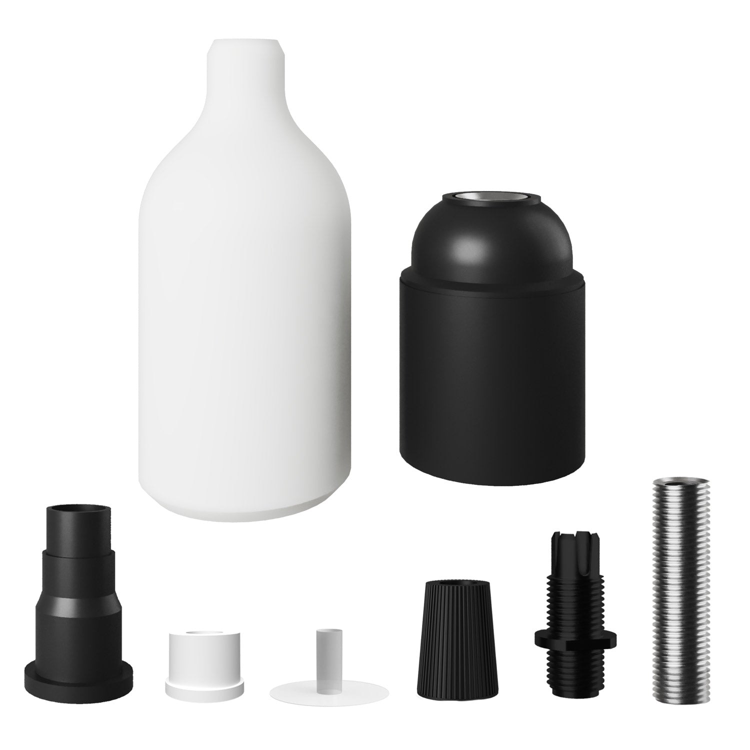 Silicone E26 socket kit with hidden cable clamp - White