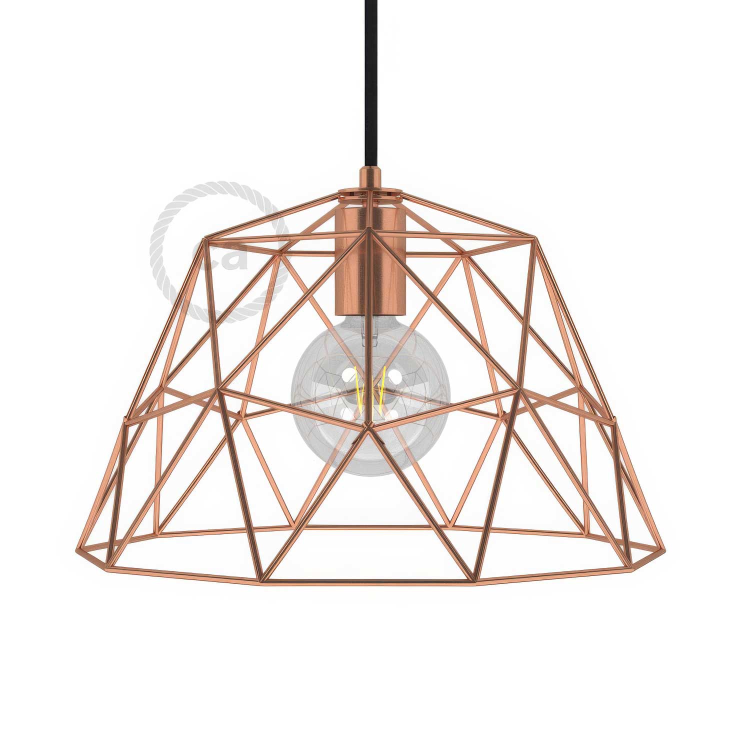 Dome XL naked cage metal Lampshade with E26 socket - Copper