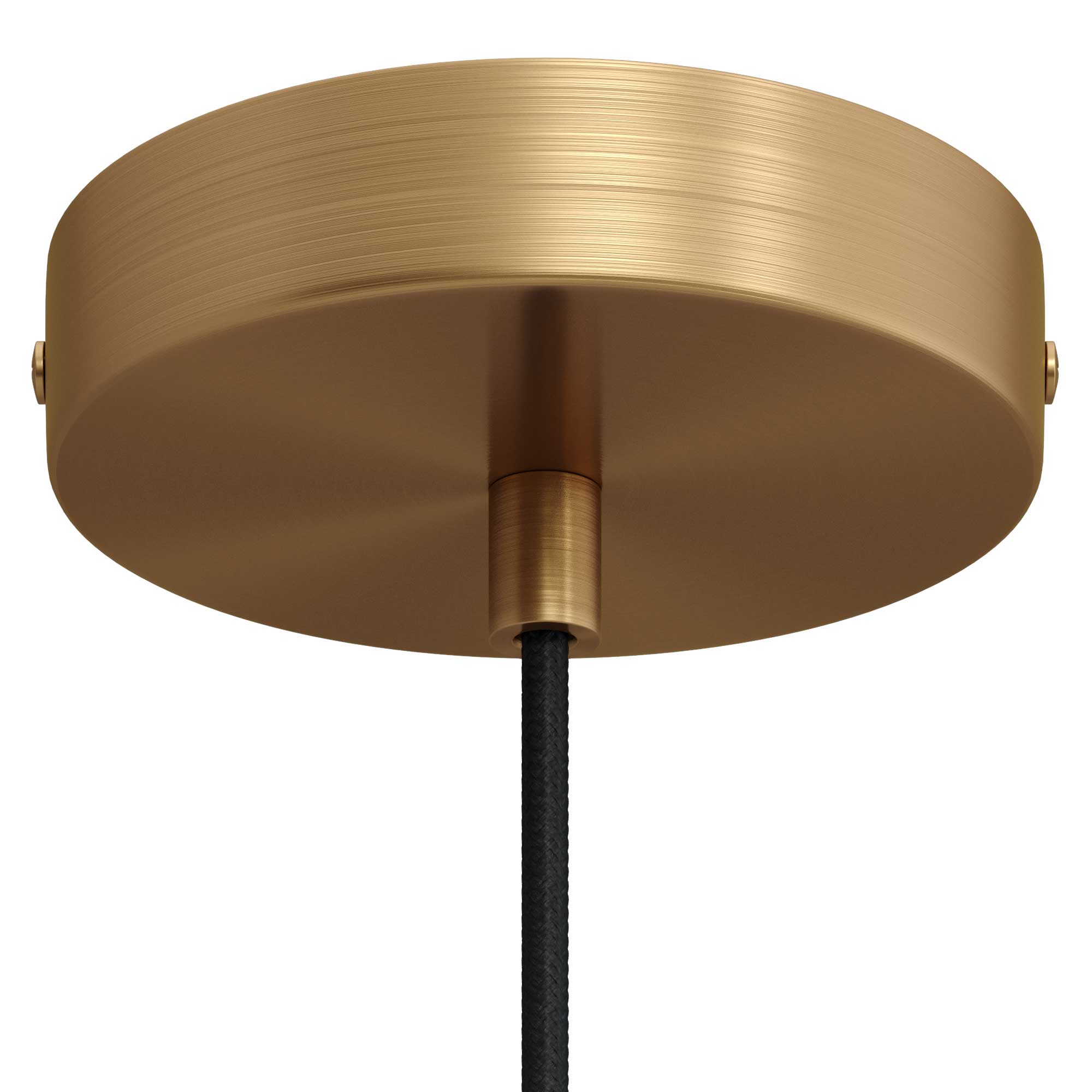 Pendant lamp with textile cable and satin metal details - Brushed bronze