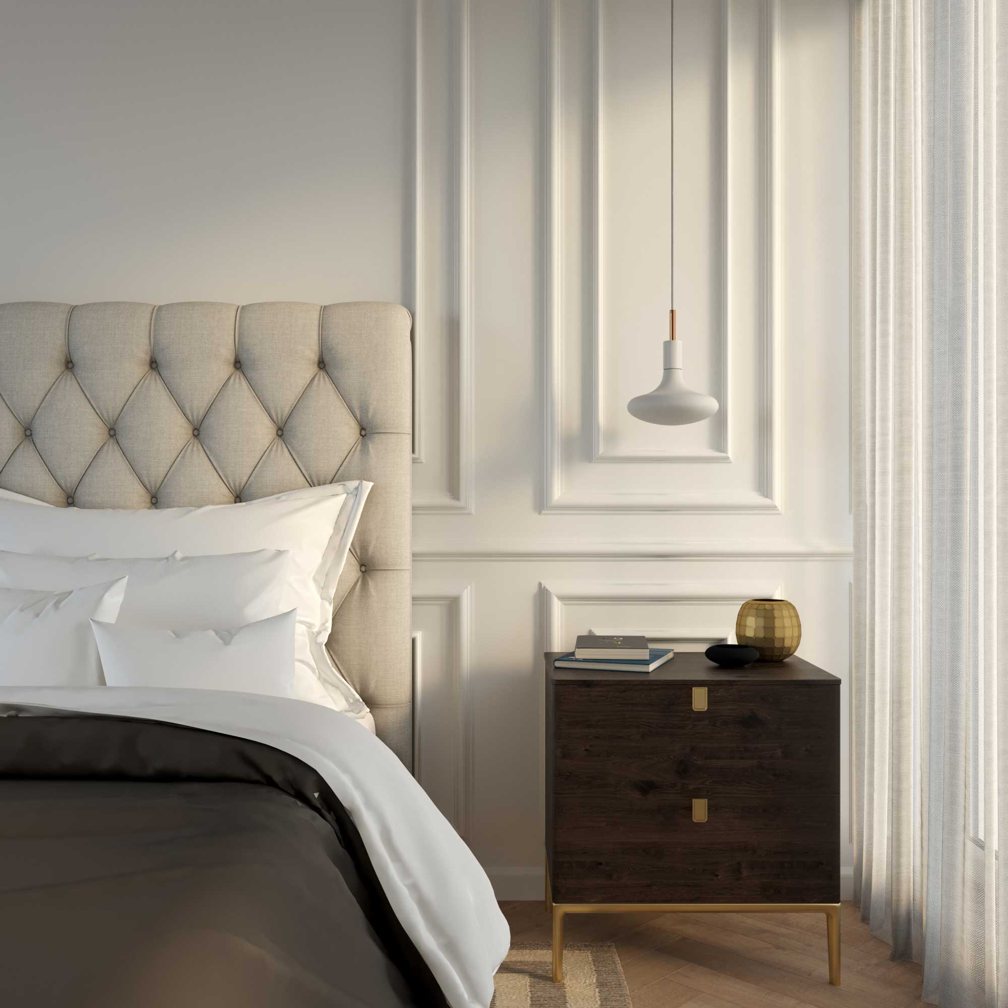 Pendant lamp with textile cable, metal details and 7cm cable clamp - White