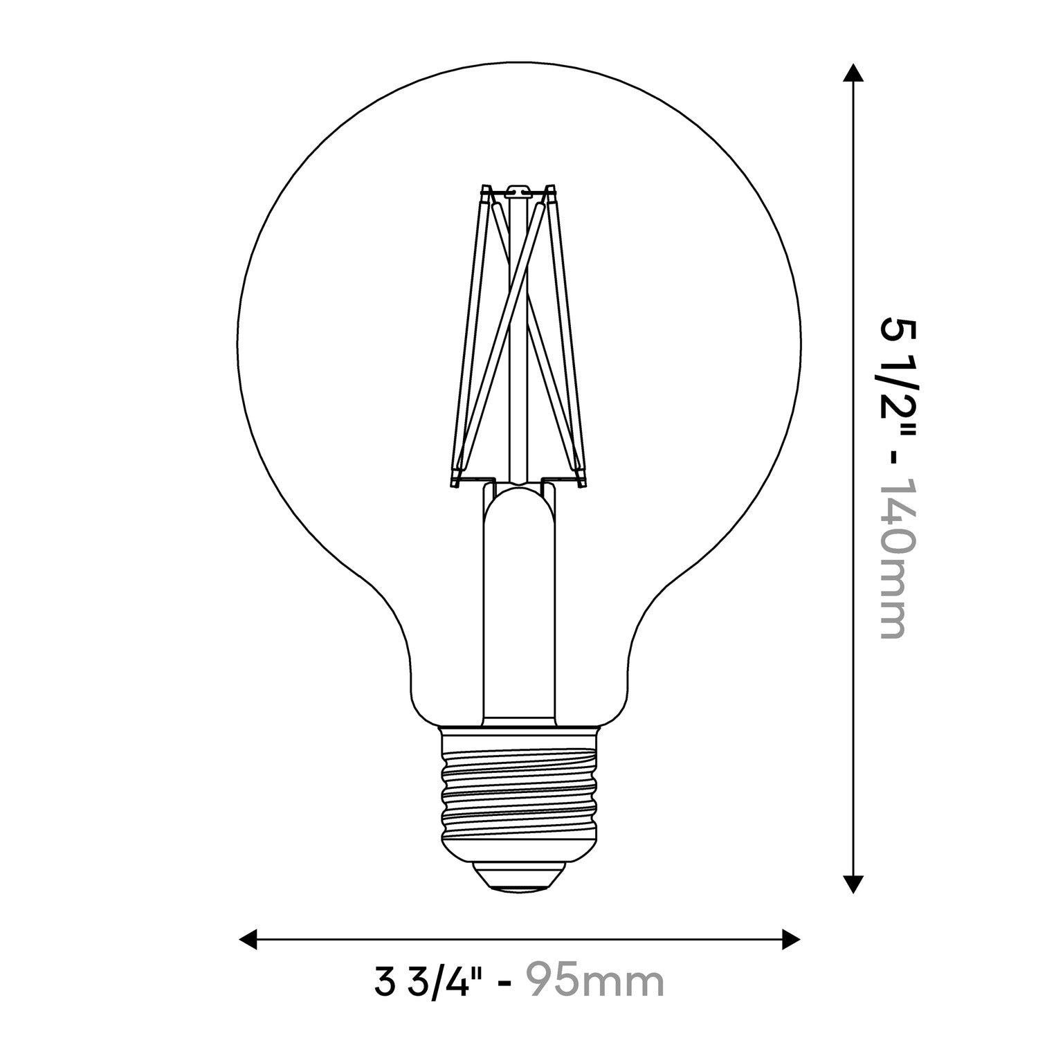 LED Porcelain Effect Light Bulb CRI 95 G30 8.8W 600Lm E26 120V 2700K Dimmable - P03