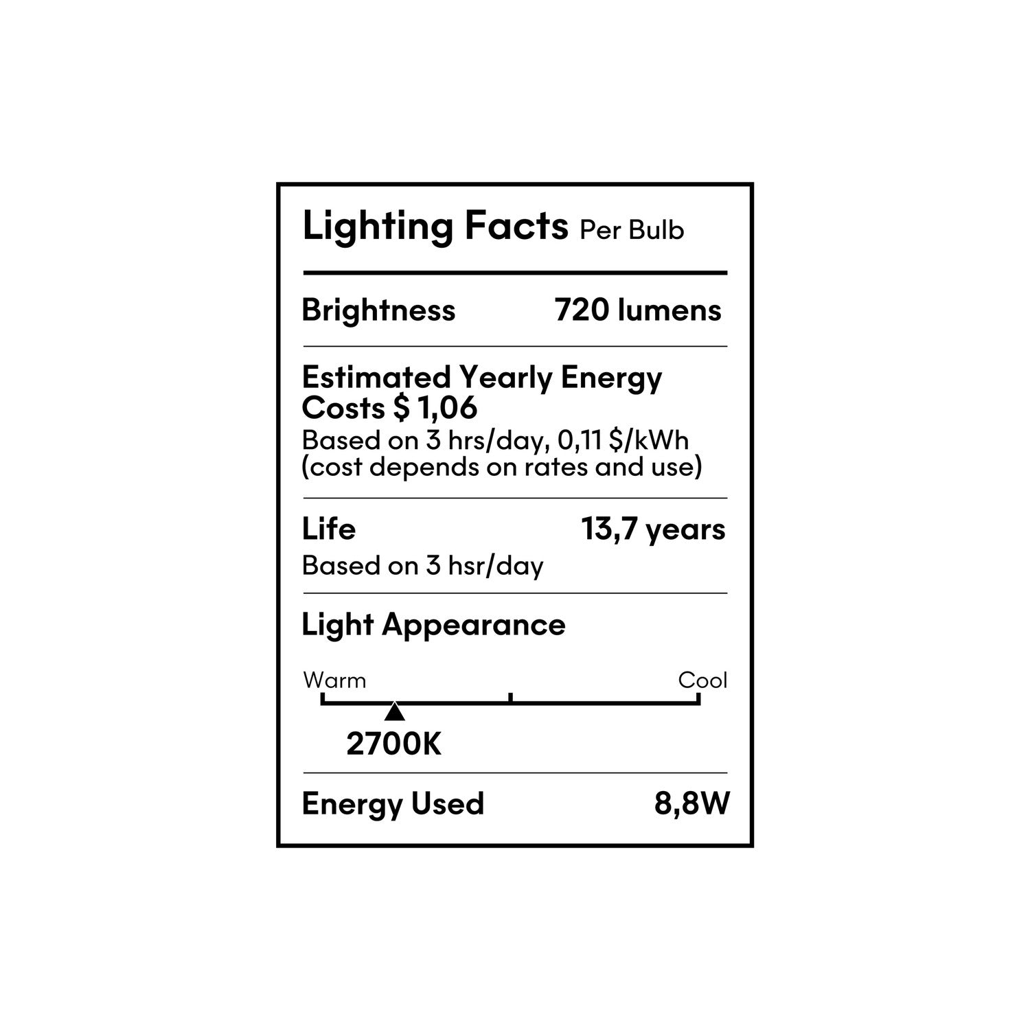 LED Light Bulb Cross Filament A19 8.8W 720Lm E26 120V 2200K Dimmable - X02