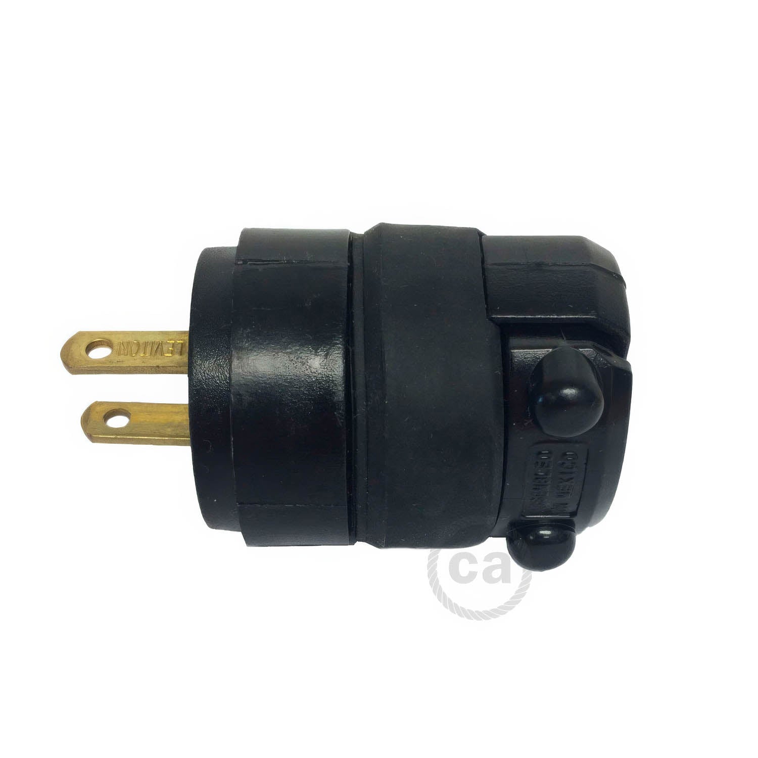 Black Rubberized Two Prong Plug for string lights