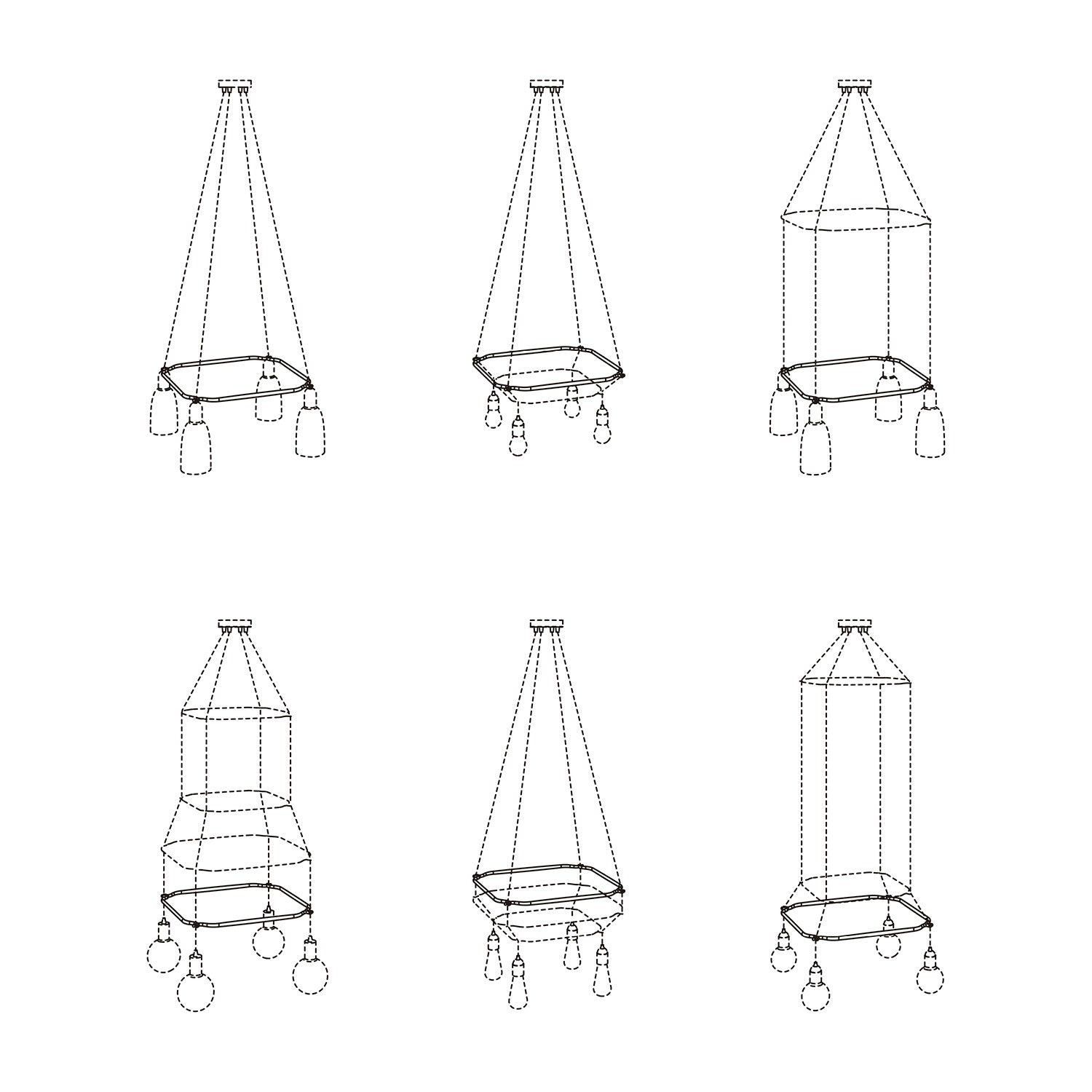 Cage Quadrato - Struttura per lampadari - Nero M - L 48 cm