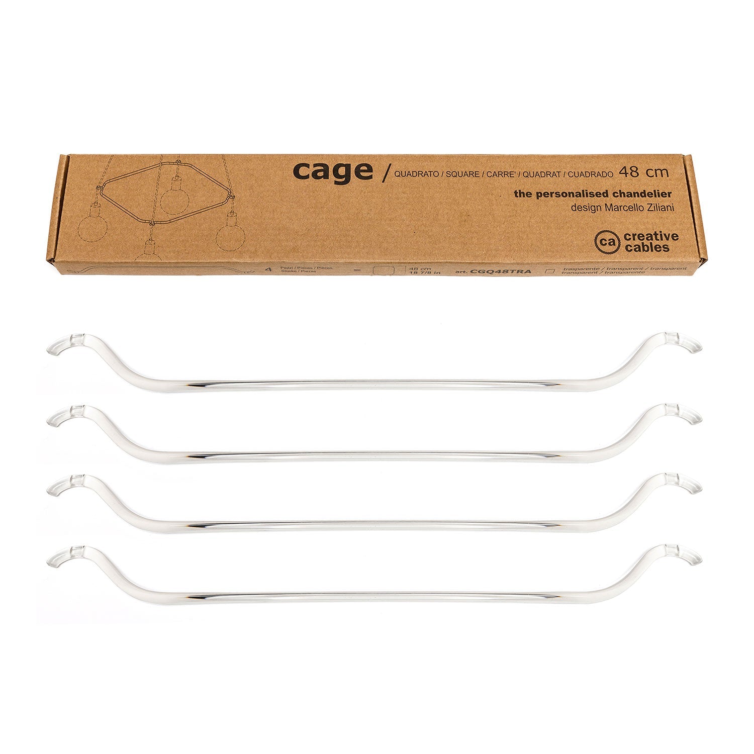 Cage Quadrato - Struttura per lampadari - Trasparente M - L 48 cm