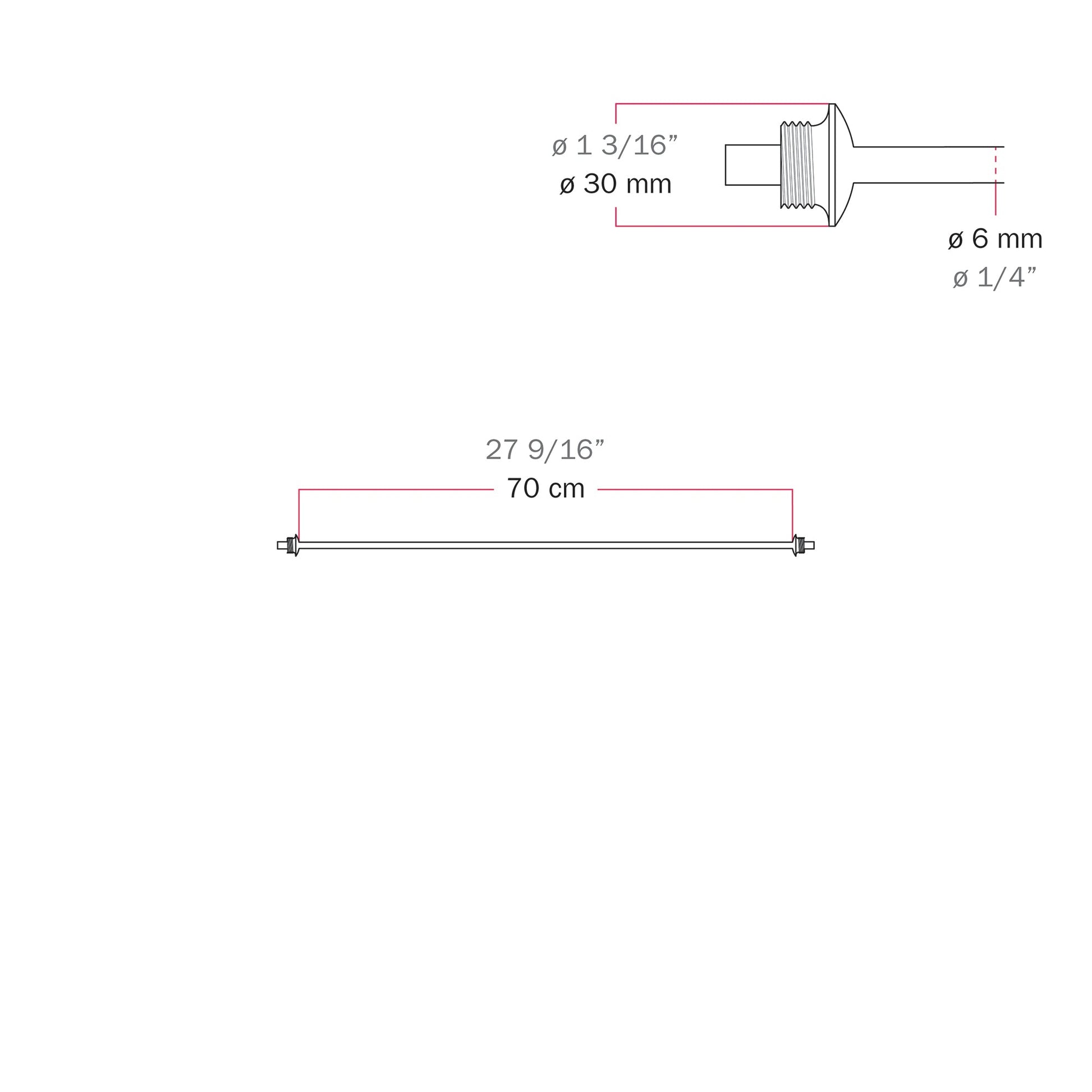 Cavo di connessione tra paralumi 70/140 cm (27 9/16" / 55 1/8") - Marina - Grigio 70 cm (27 9 16")