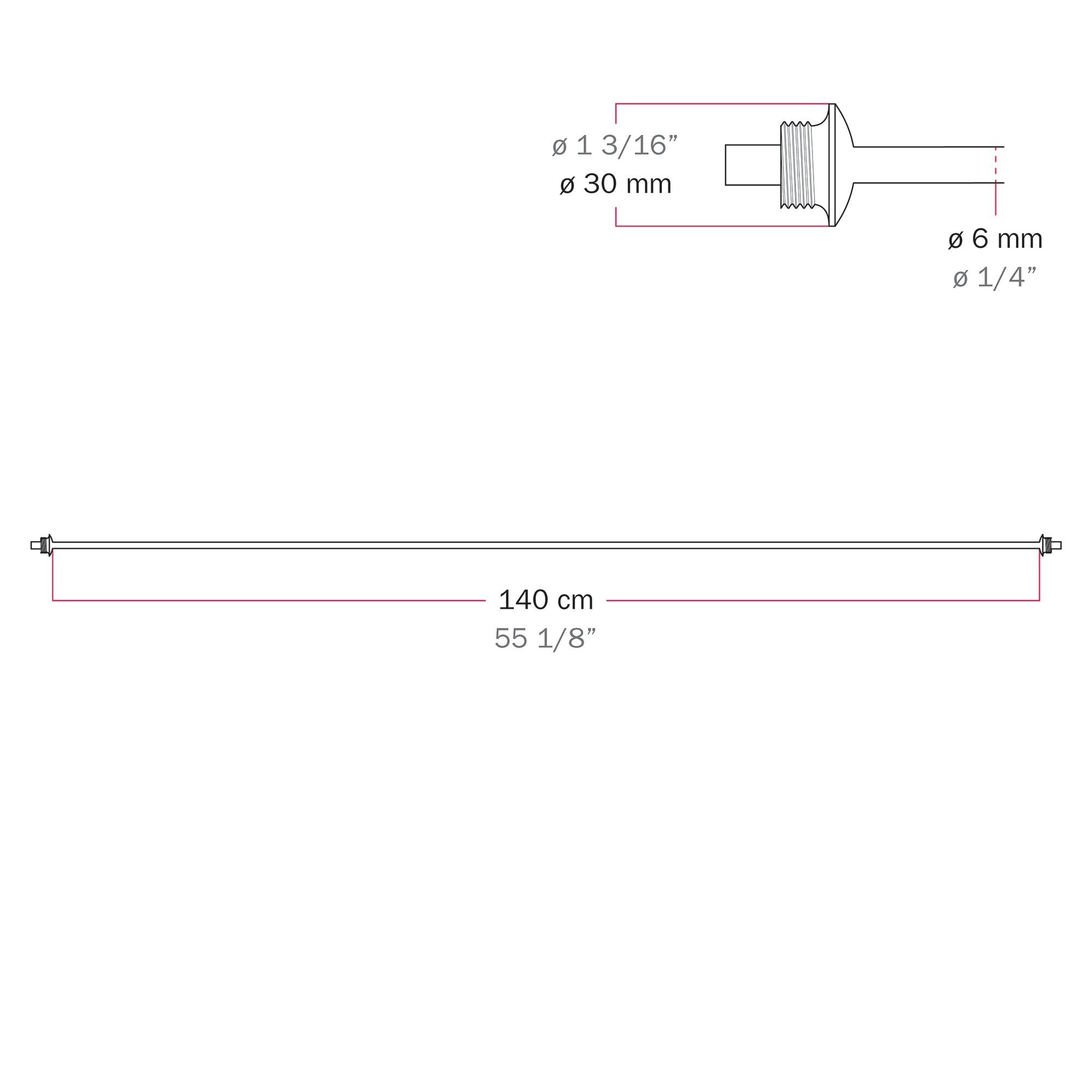 Cavo di connessione tra paralumi 70/140 cm (27 9/16" / 55 1/8") - Marina - Rosso stella marina 140 cm (55 1 8")