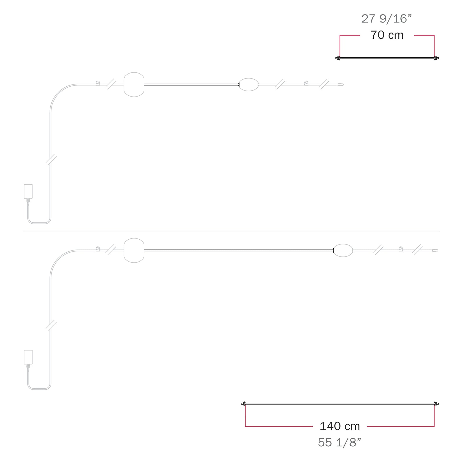 Cavo di connessione tra paralumi 70/140 cm (27 9/16" / 55 1/8") - Marina - Verde oliva 140 cm (55 1 8")
