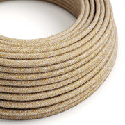 Cloth Covered Wire - Brown Glitter Cotton & Natural Linen Tweed RS82 - UL Listed