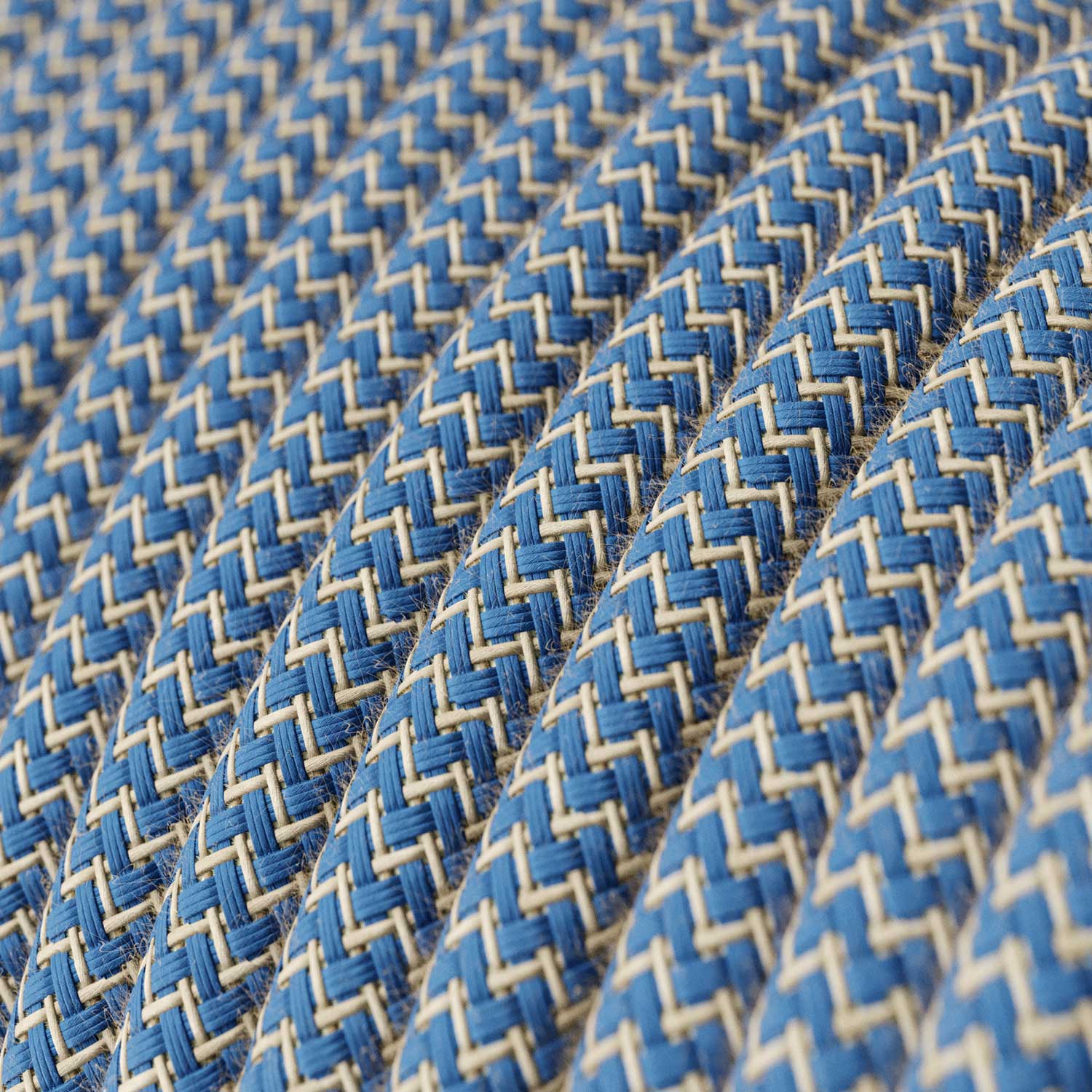 Cloth Covered Wire - Natural & Blue Linen Chevron RD75 - UL Listed