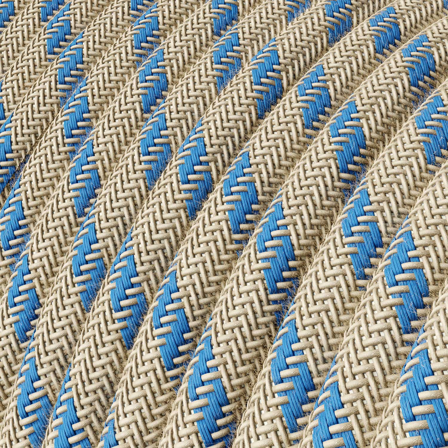 Cloth Covered Wire - Natural & Blue Linen Stripe RD55 - UL Listed