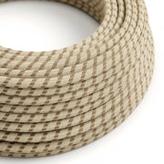 Cloth Covered Wire - Natural & Brown Linen Stripe RD53 - UL Listed