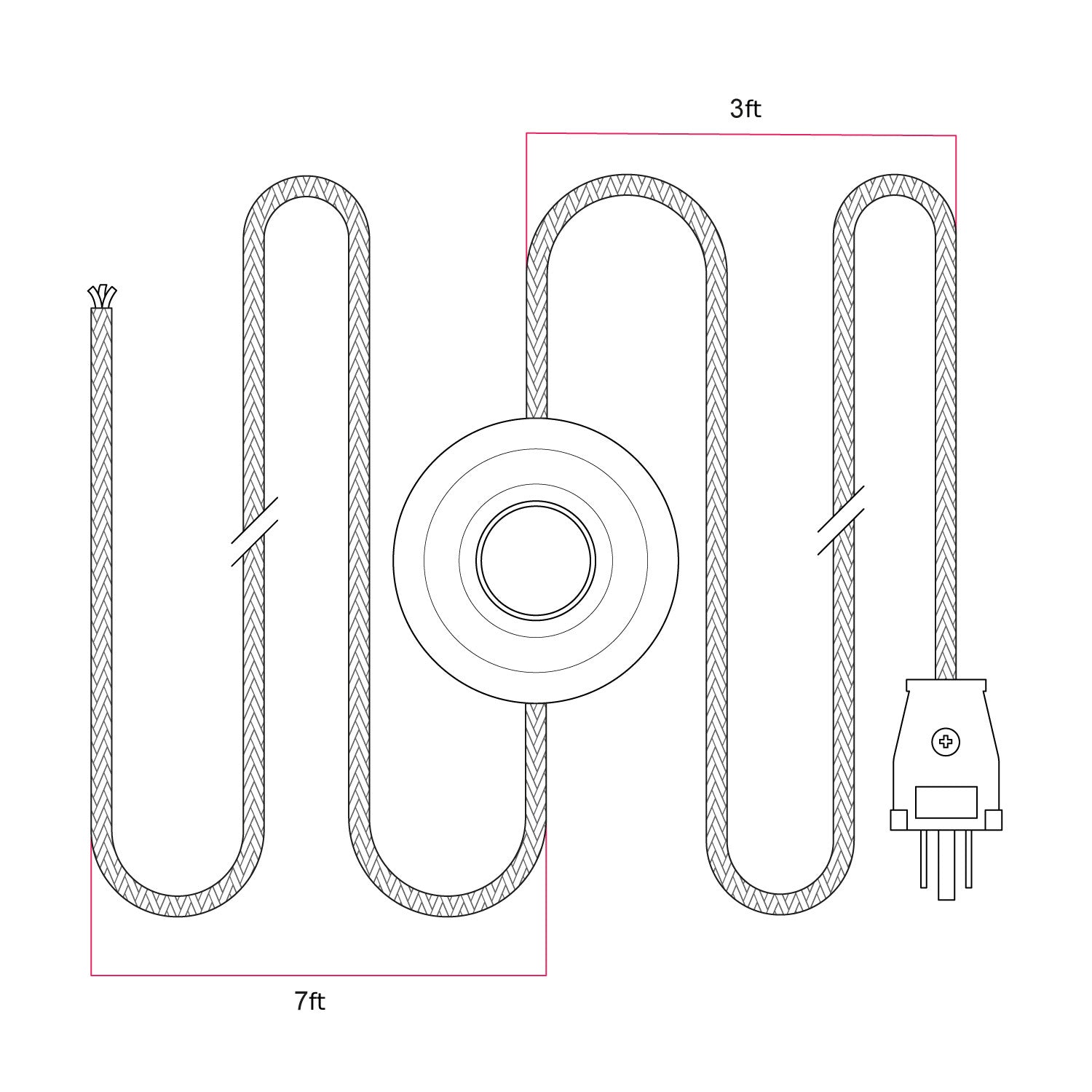 Cordset for lamp with blue Steward cotton cable 10 ft Bianco