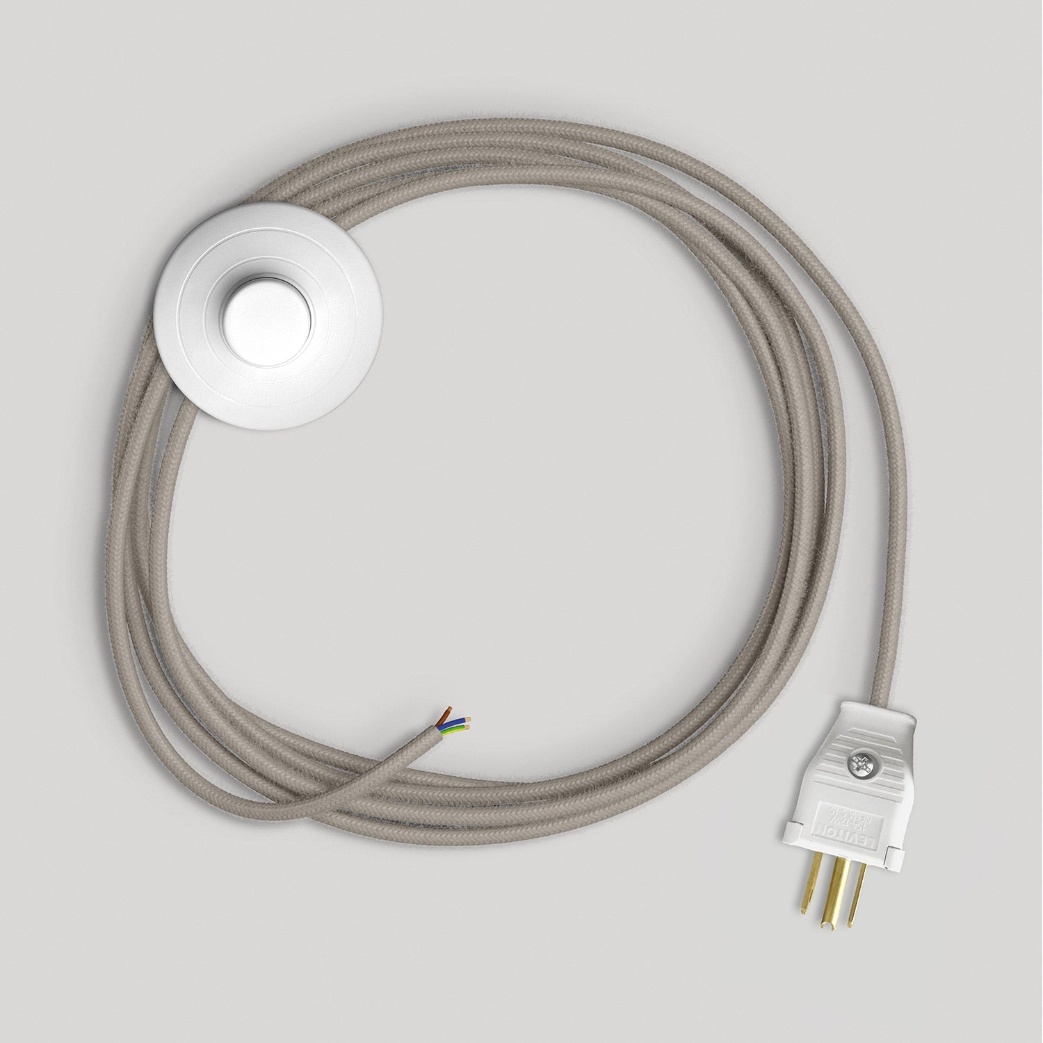Cordset for lamp with dove-grey cotton cable 10 ft Bianco