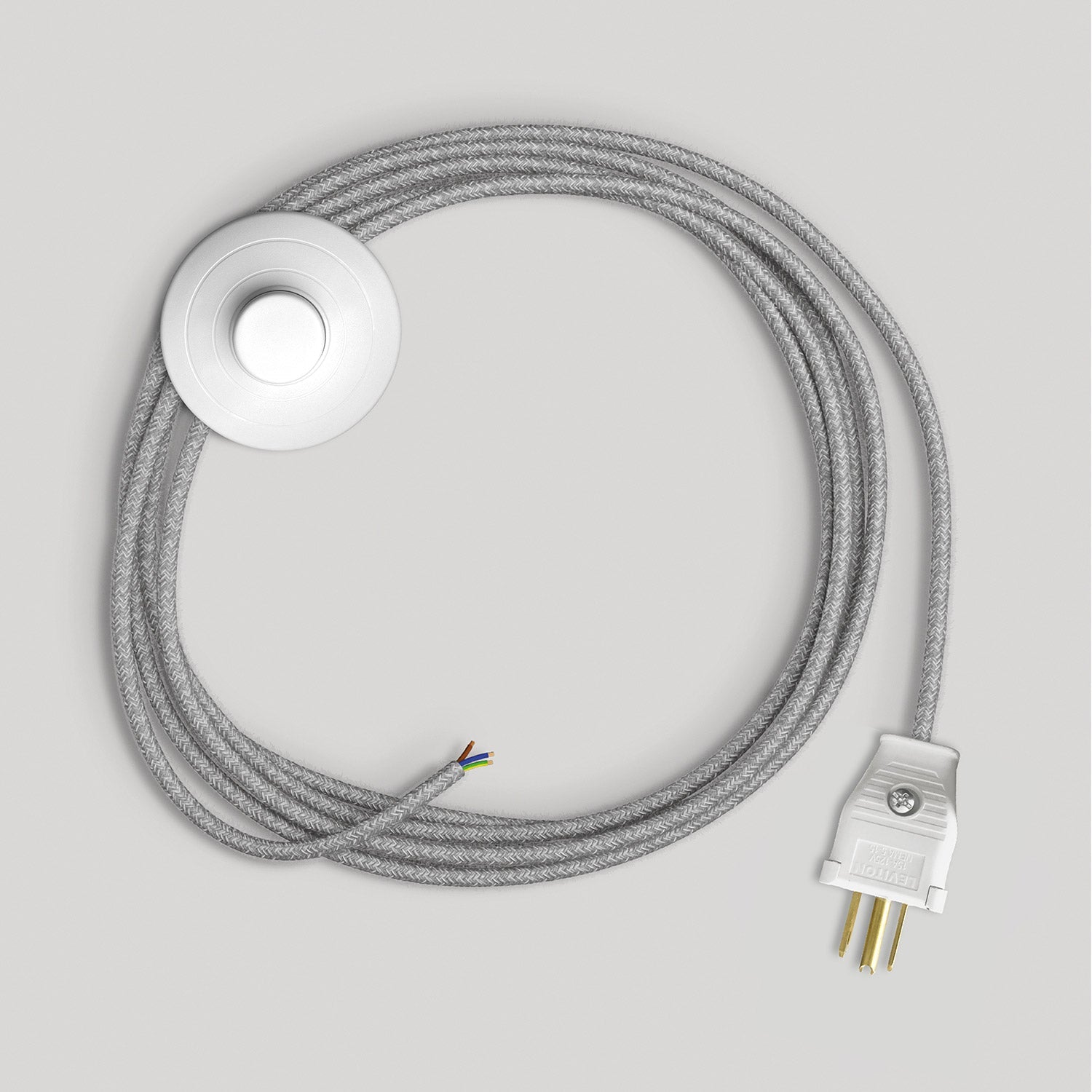 Cordset for lamp with grey linen cable 10 ft Bianco