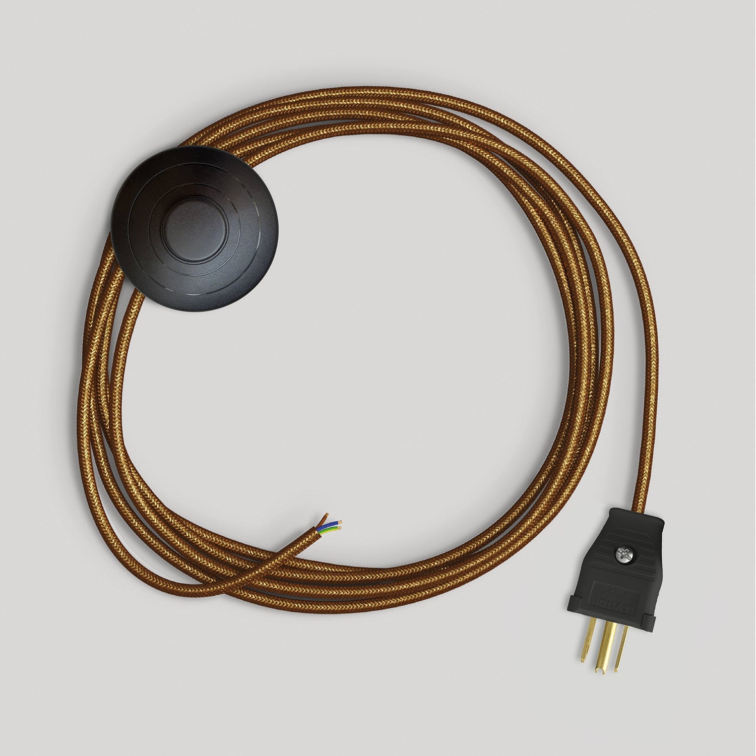 Cordset for lamp with polished and glittered copper cable 10 ft Nero