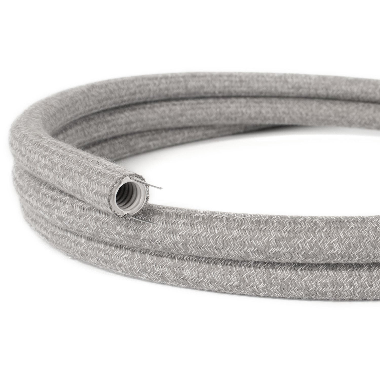 Creative-Tube flexible conduit, Grey Natural Linen RN02 fabric covering, 20 mm diameter