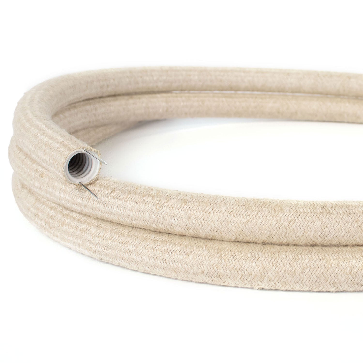 Creative-Tube flexible conduit, Neutral Natural Linen RN01 fabric covering, 20 mm diameter