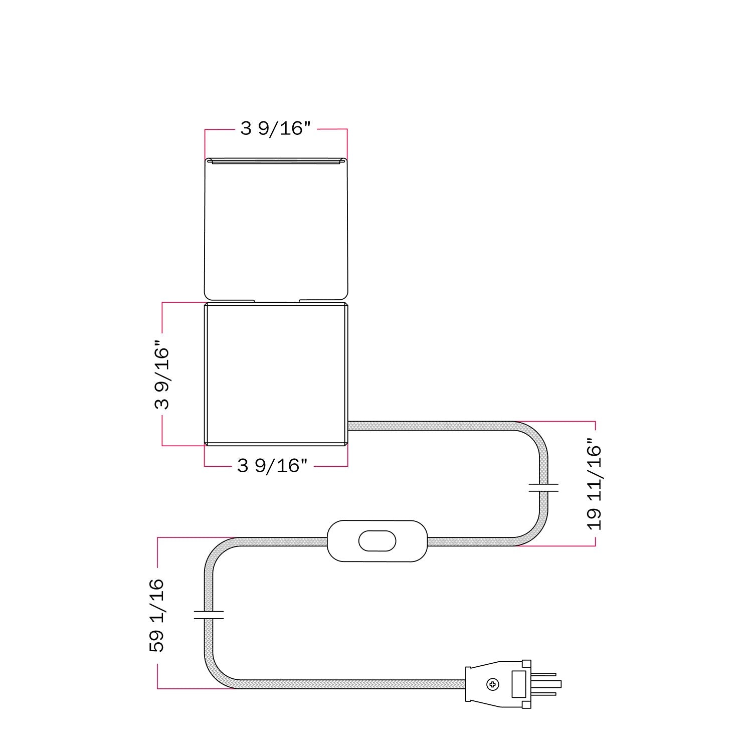 Cubetto table lamp with US plug, "Pensati all’Elba" Ghost bulb - Tuttapolpa