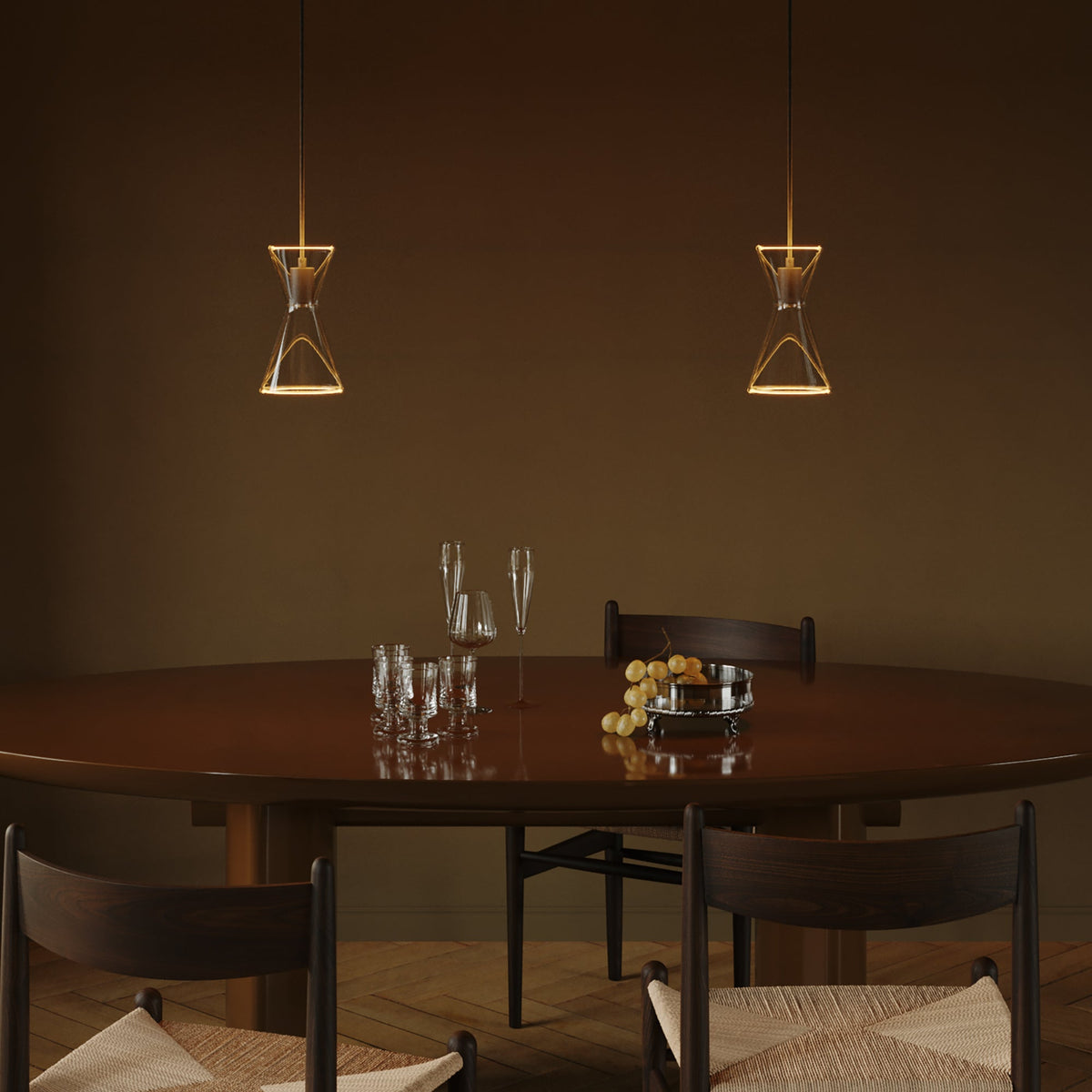 Double-Drop Ghost Double Cone Pendant Lamp - Black
