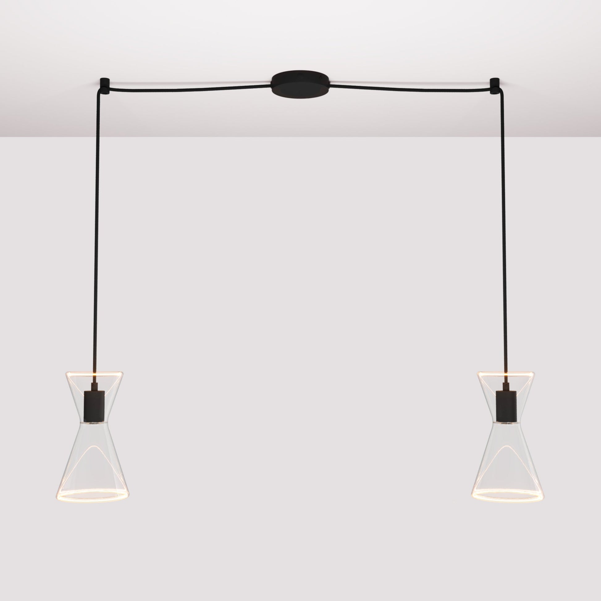 Double-Drop Ghost Double Cone Pendant Lamp - Black