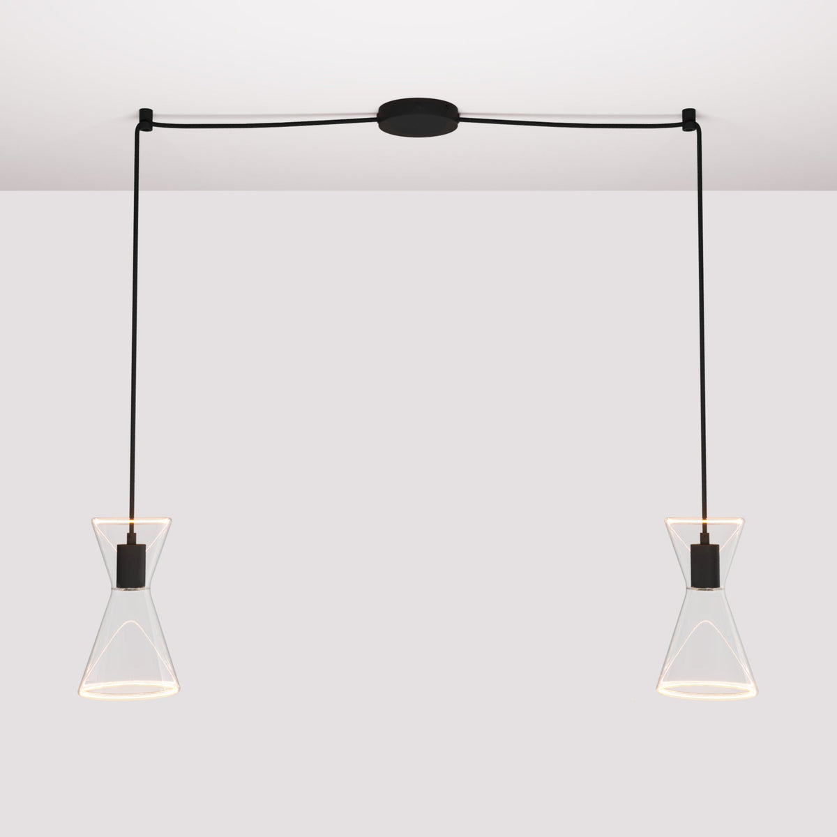 Double-Drop Ghost Double Cone Pendant Lamp - Black