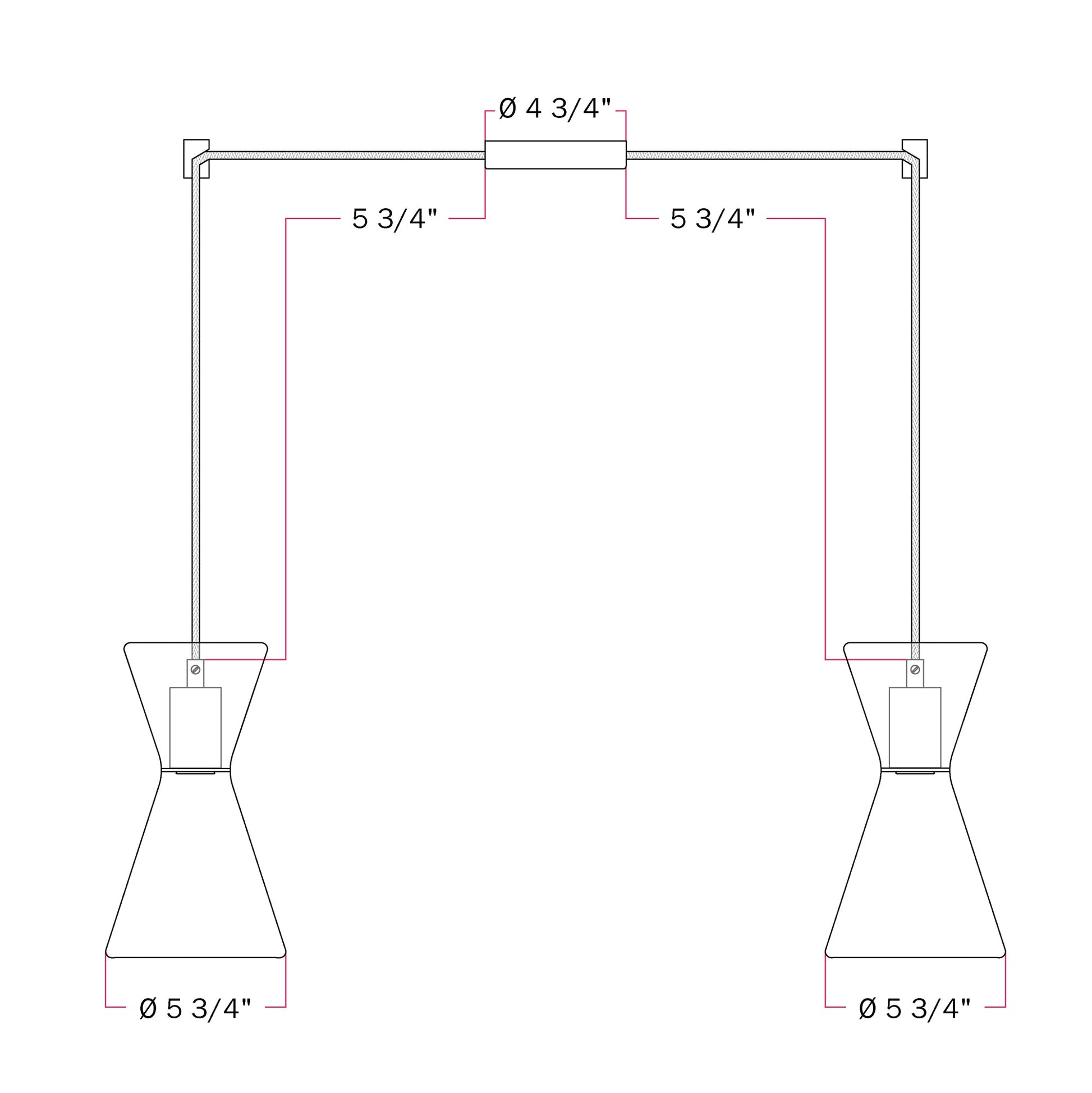 Double-Drop Ghost Double Cone Pendant Lamp - Brushed Titanium