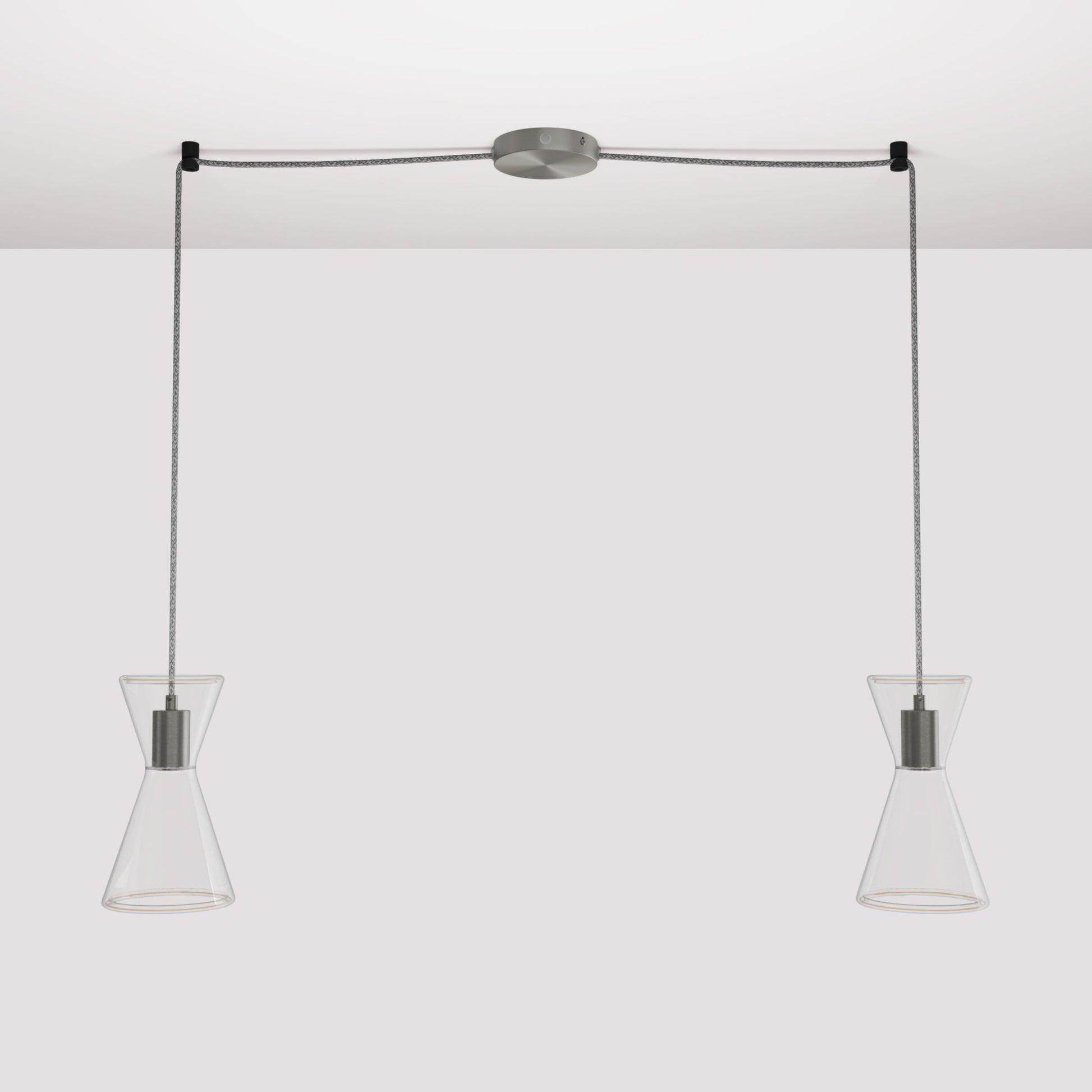 Double-Drop Ghost Double Cone Pendant Lamp - Brushed Titanium