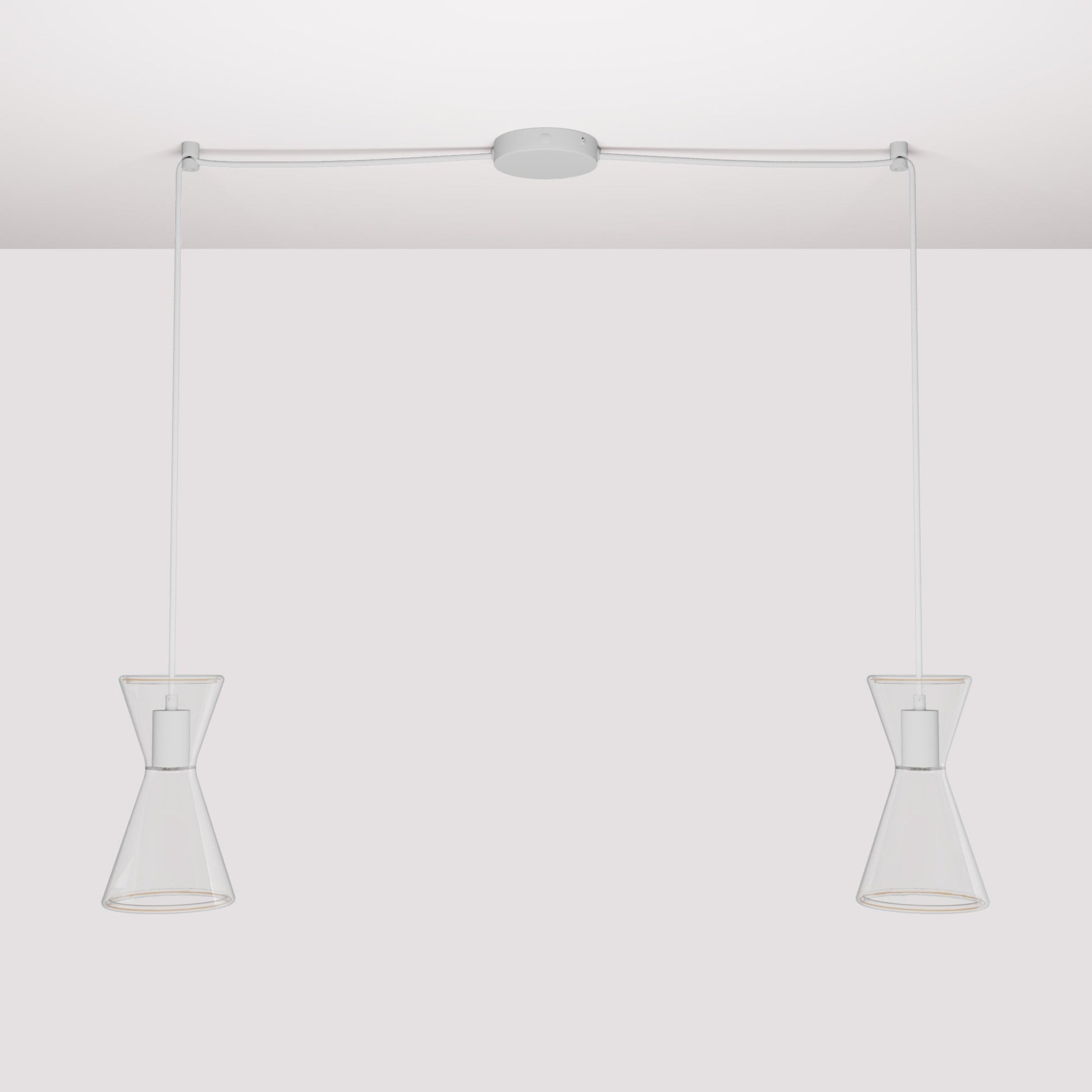 Double-Drop Ghost Double Cone Pendant Lamp - Matte White