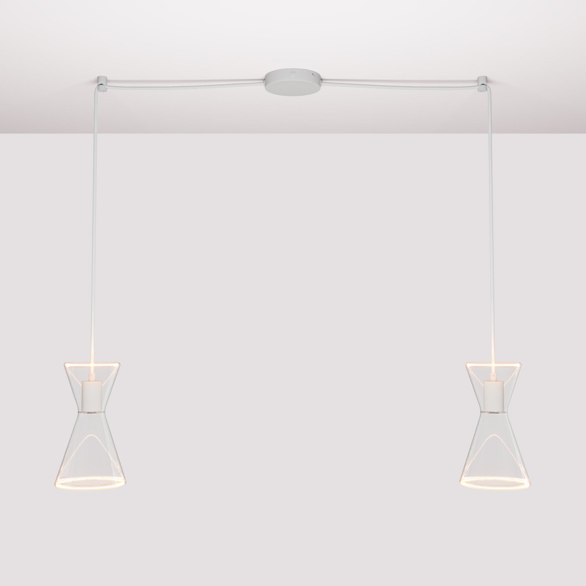 Double-Drop Ghost Double Cone Pendant Lamp - Matte White