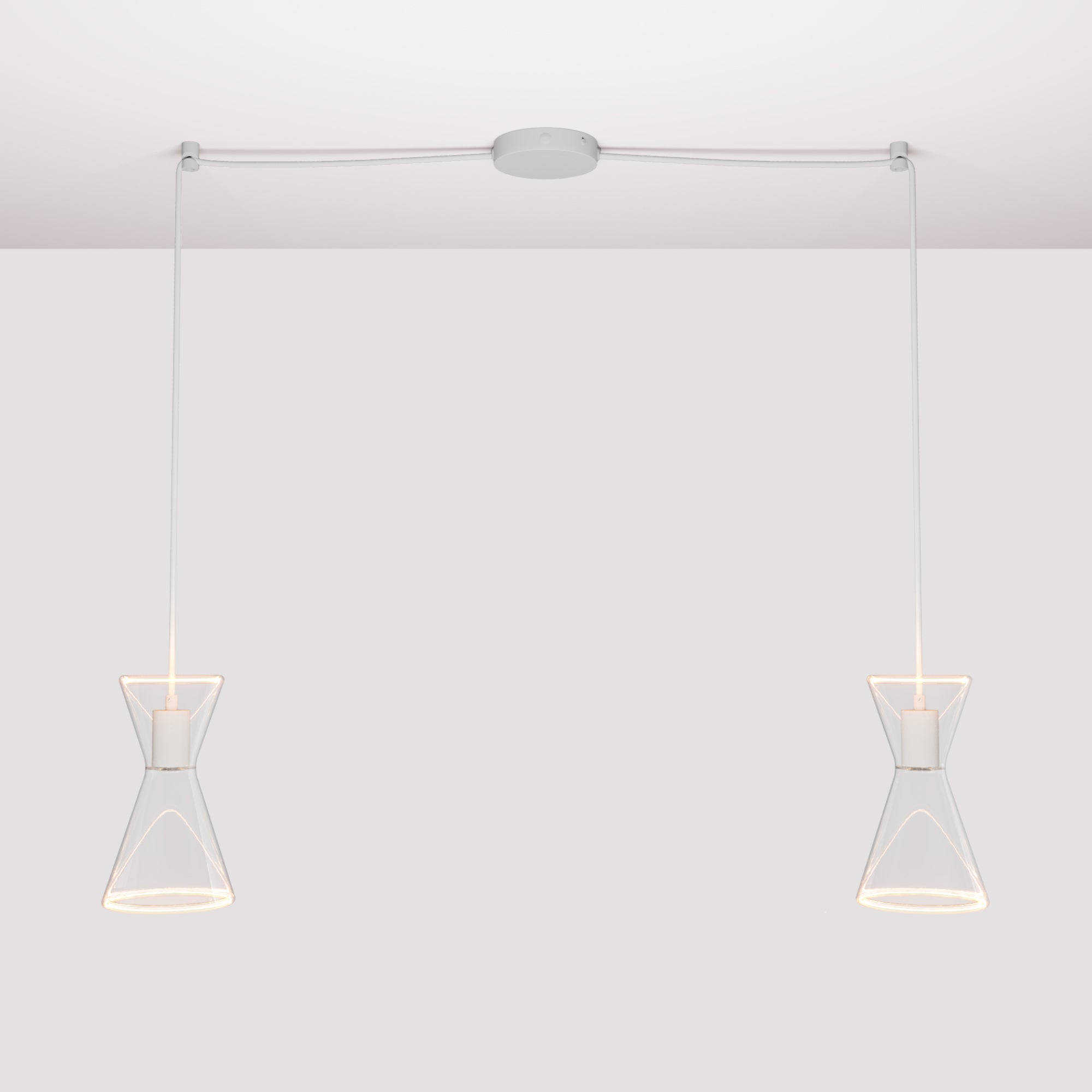 Double-Drop Ghost Double Cone Pendant Lamp - Matte White