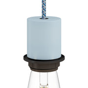 E26 semi-threaded metal socket kit with concealed cable clamp - Soft blue