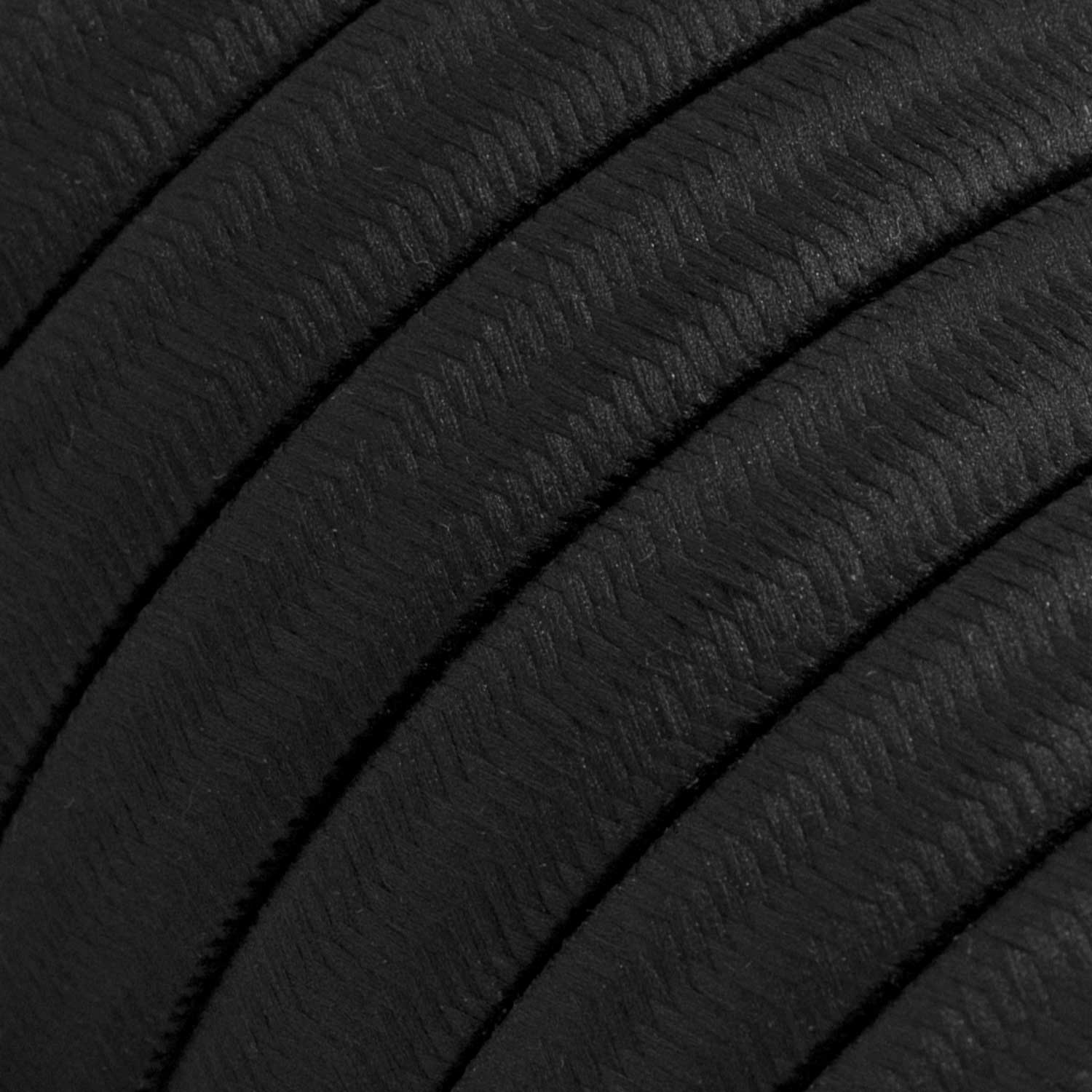 Electric Cable Color Cord for Custom String Lights, covered by Rayon fabric Black - CM04