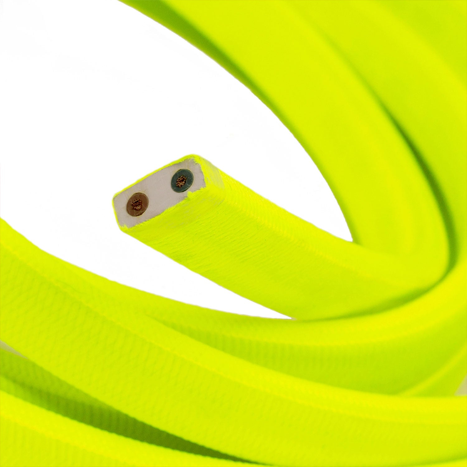 Electric Cable Color Cord for Custom String Lights, covered by Rayon fabric Yellow Fluo - CF10