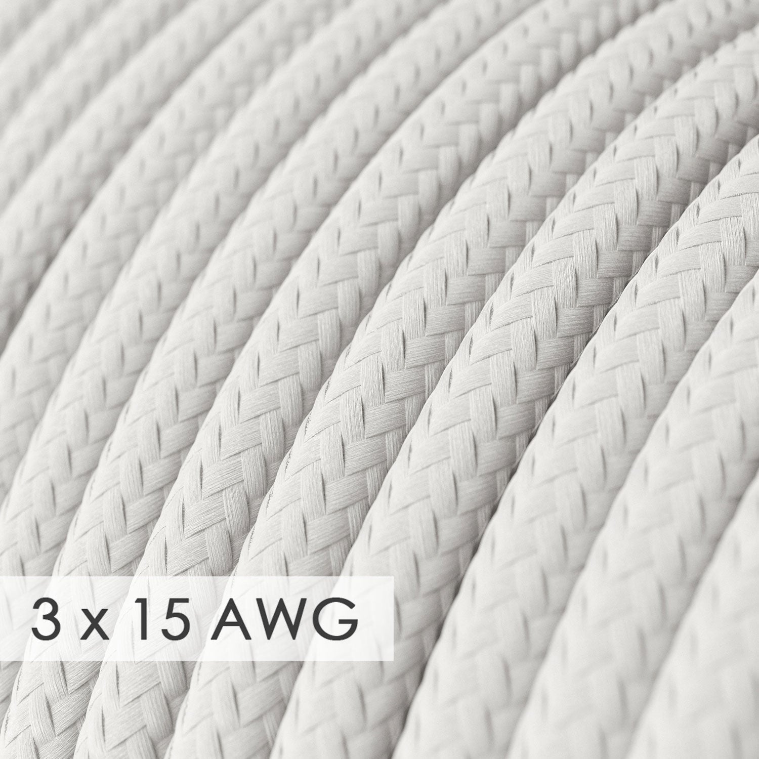 Extension Cord - Round White Rayon RM01 - 15/3 AWG