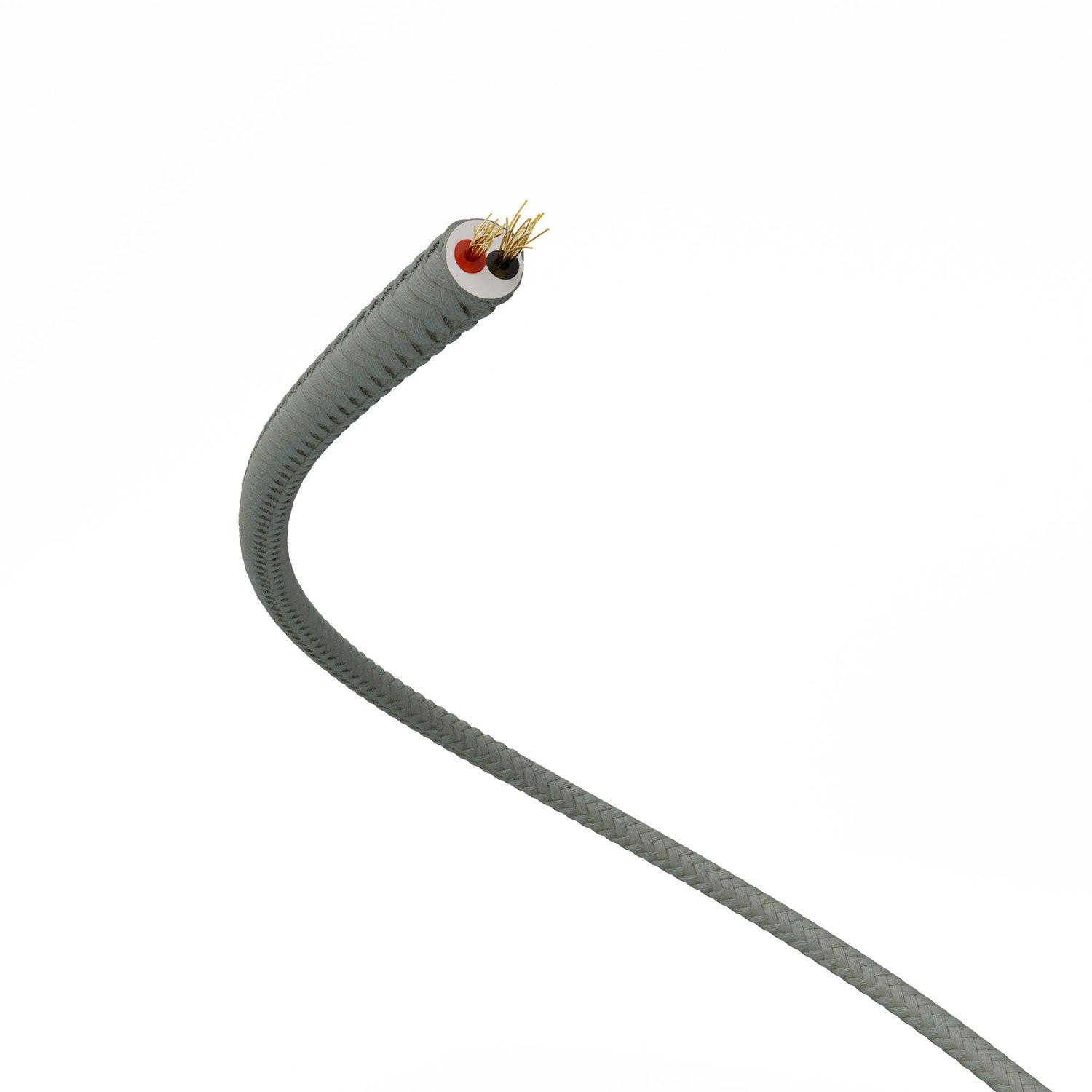 Extra Low Voltage power cable coated in silk effect fabric Grey RM03