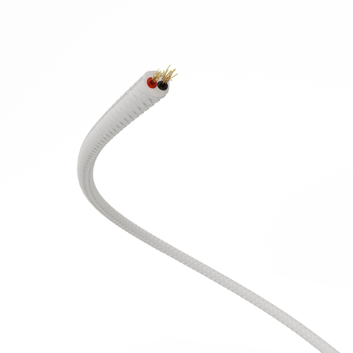 Extra Low Voltage power cable coated in silk effect fabric White RM01