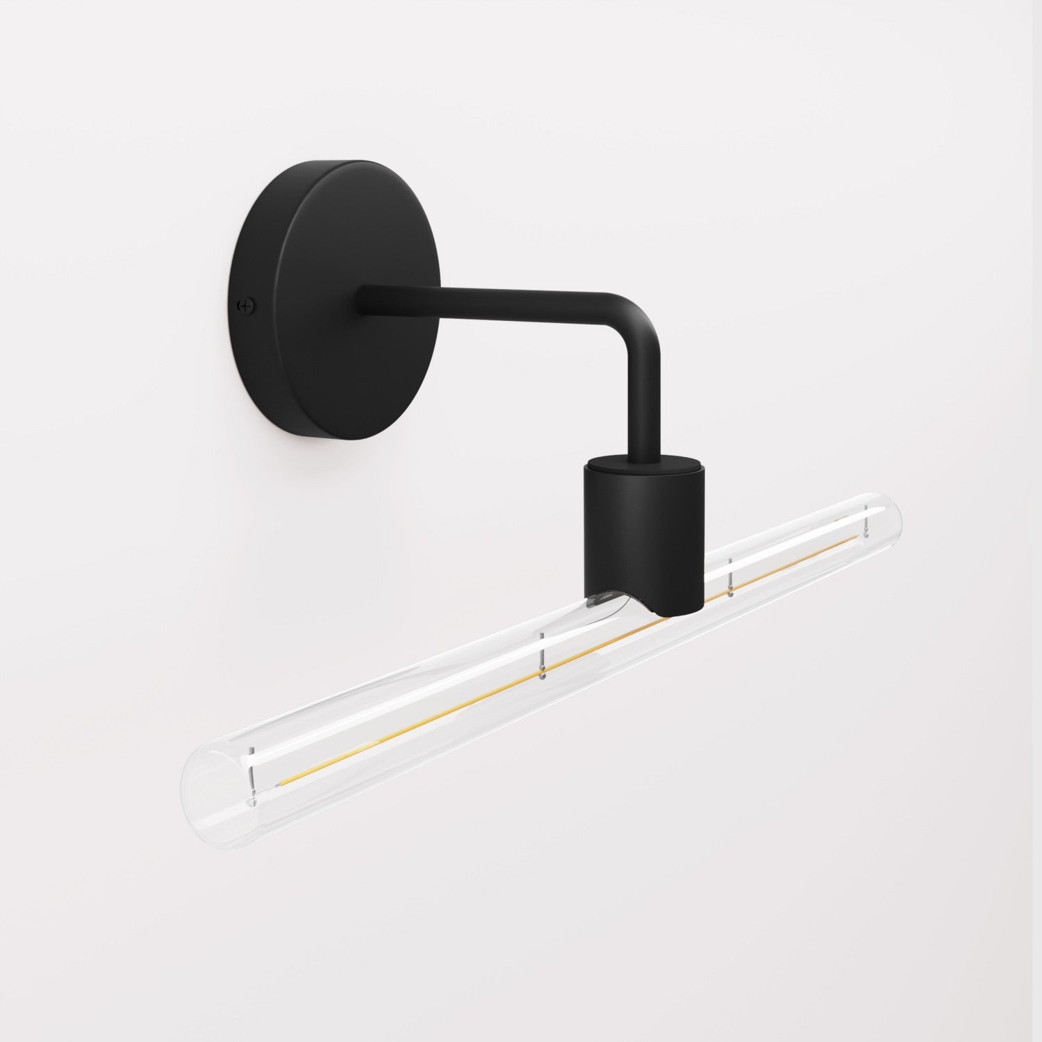 Fermaluce Esse14, Metal Wall Lamp with Curved Extension - Black