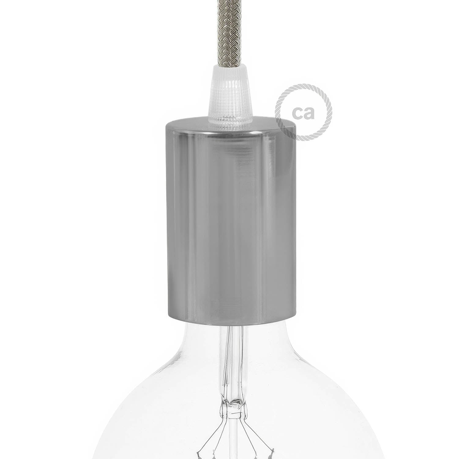 Flat Top Metal UL E26 light bulb socket kit - Chrome Cromo Conico