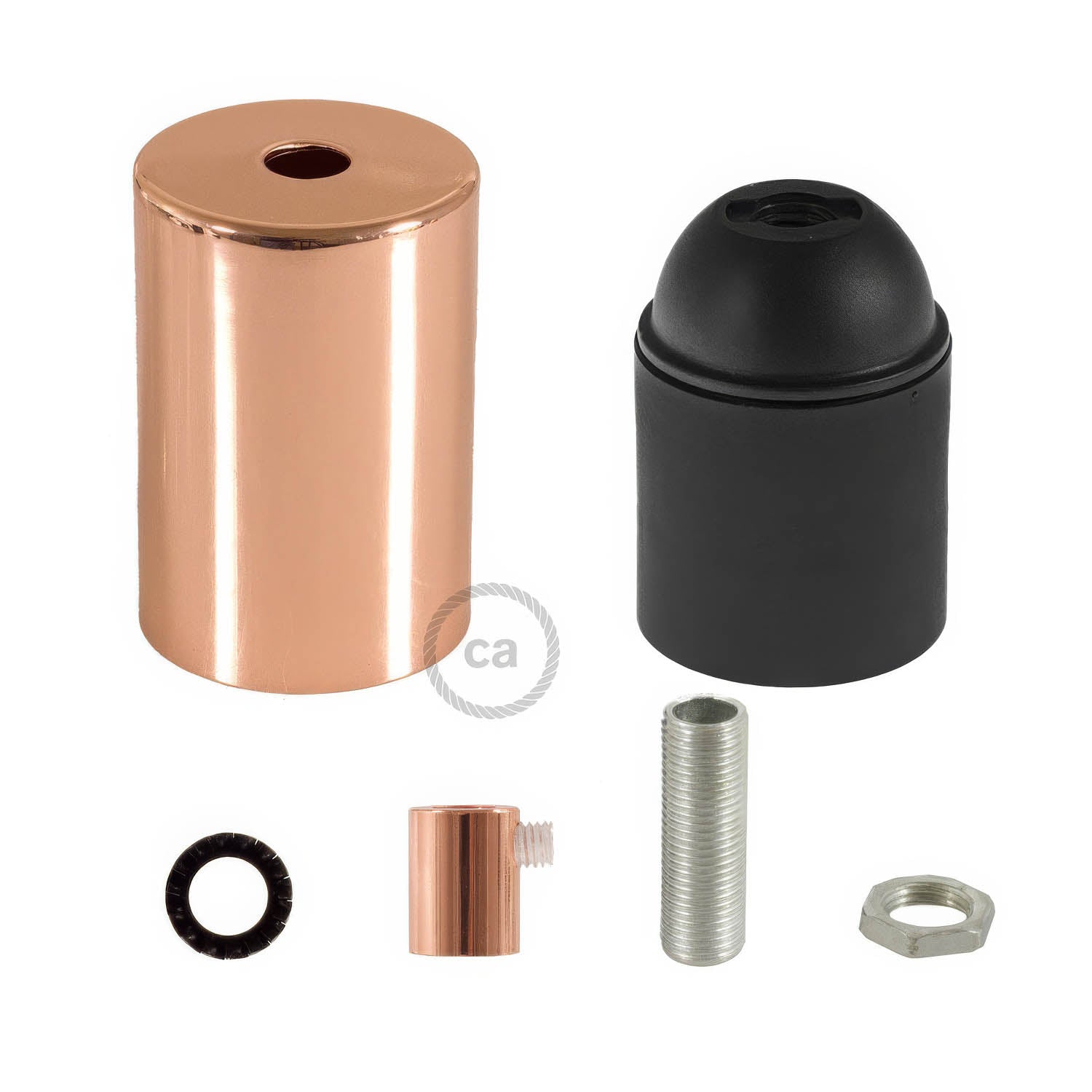 Flat Top Metal UL E26 light bulb socket kit - Copper Rame Cilindrico
