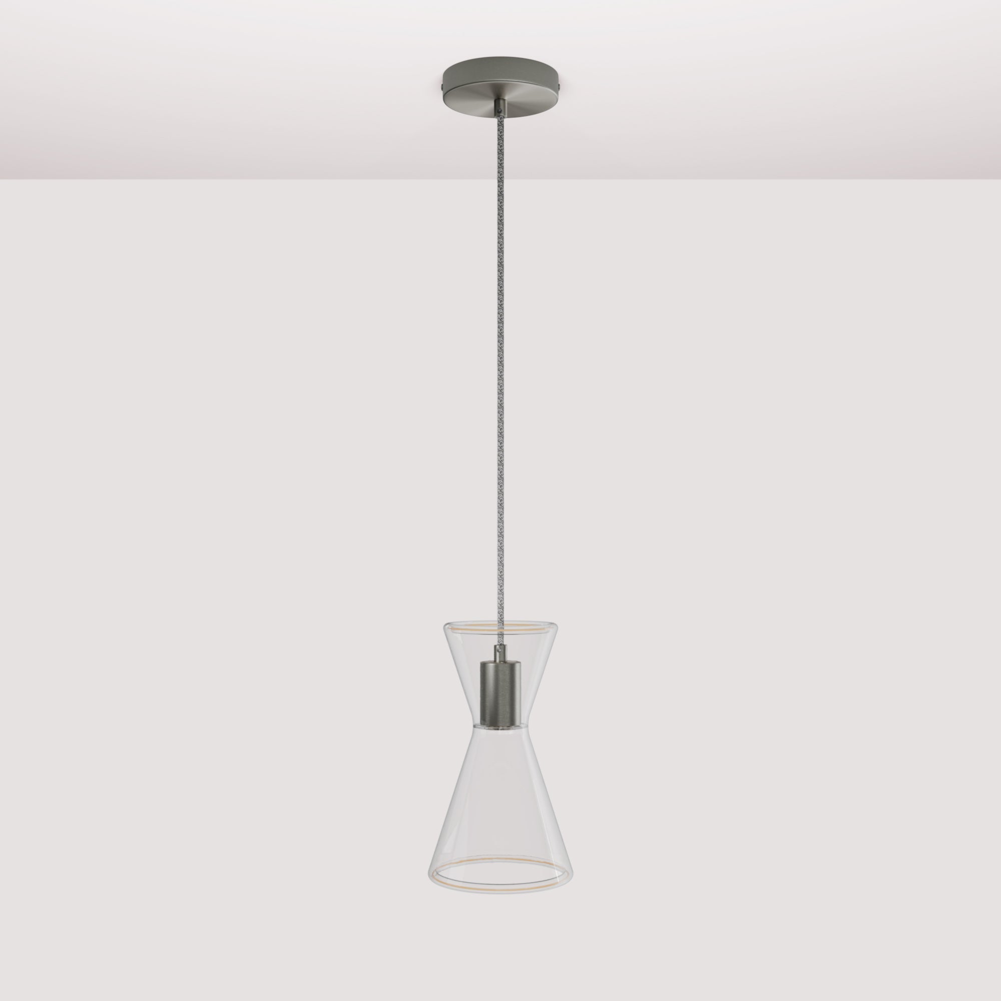 Ghost Double Cone Pendant Lamp - Brushed Titanium