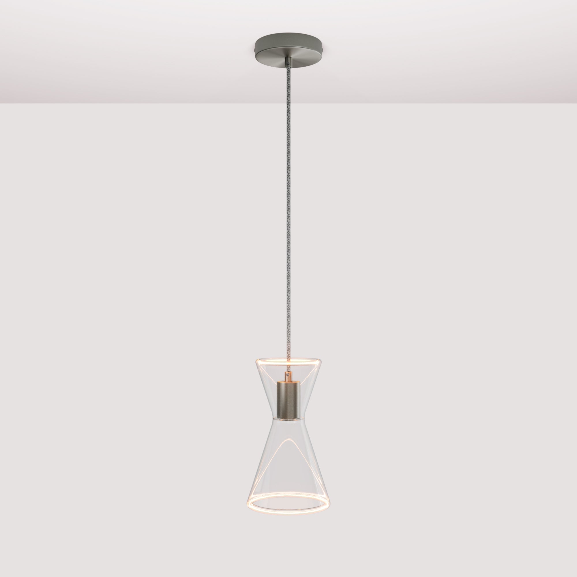 Ghost Double Cone Pendant Lamp - Brushed Titanium