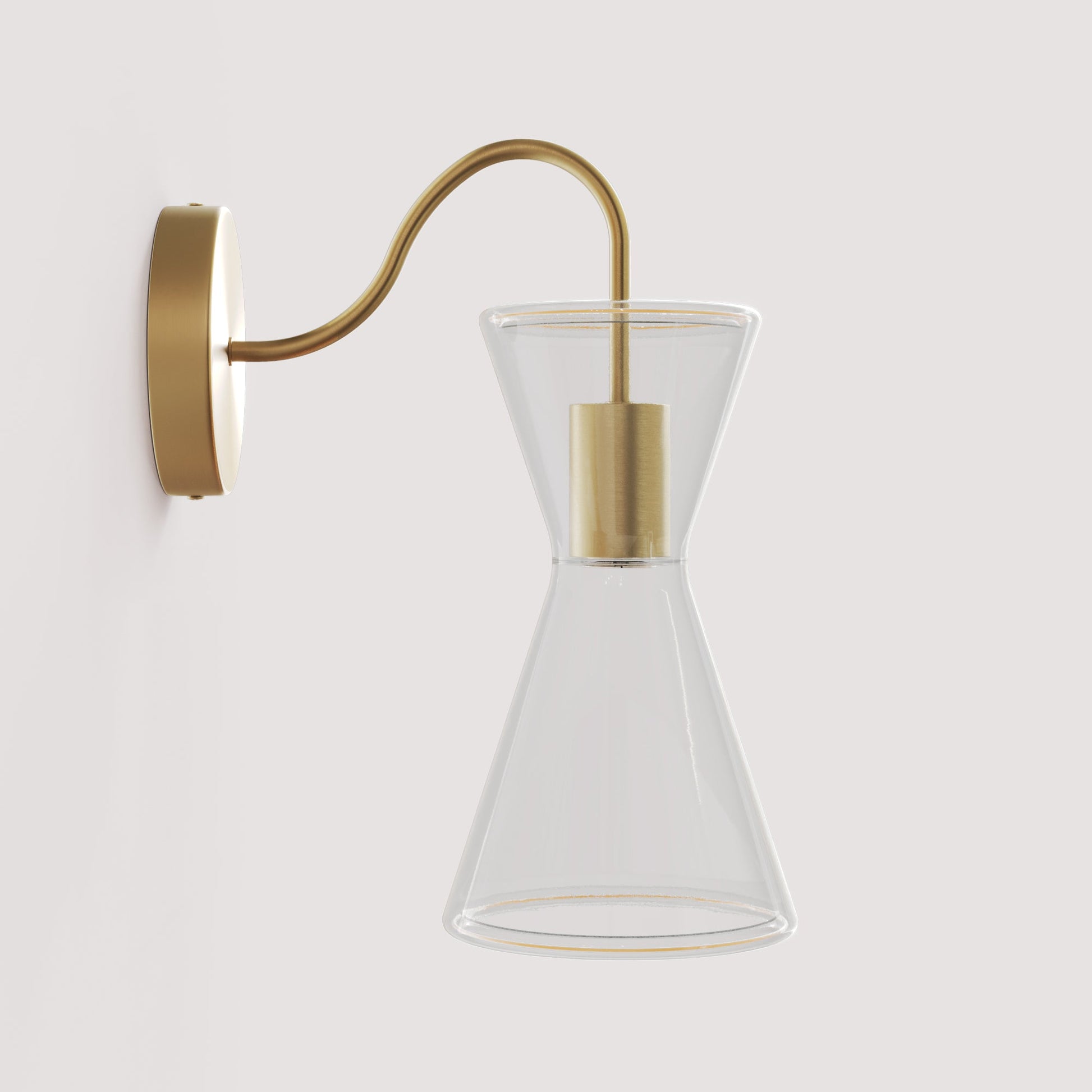 Ghost Double Cone Wall Lamp with S-Shaped Extension - Brushed Bronze