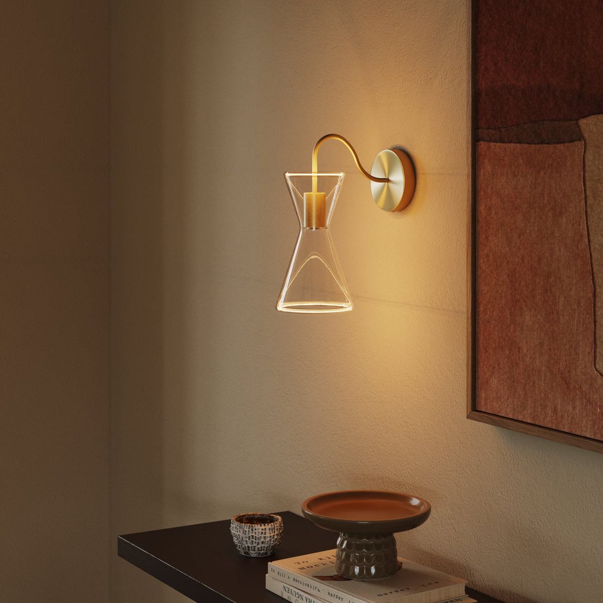 Ghost Double Cone Wall Lamp with S-Shaped Extension - Brushed Bronze